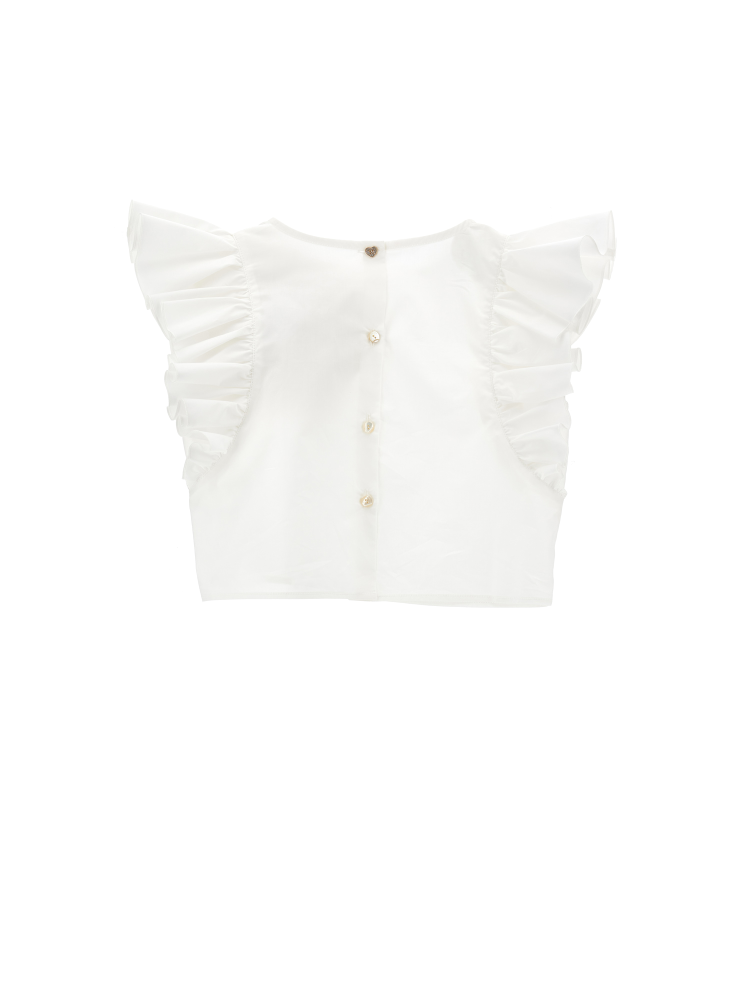 Monnalisa Top And Skirt Set In Polka Dot Taffeta Fabric In Cream + Gold