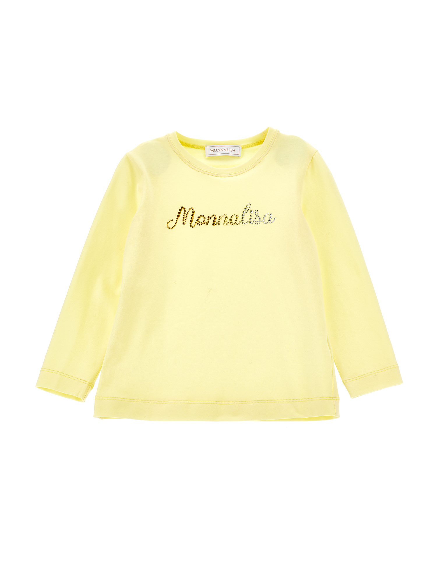 Monnalisa Kids'   Cotton T-shirt With Logo In Light Yellow