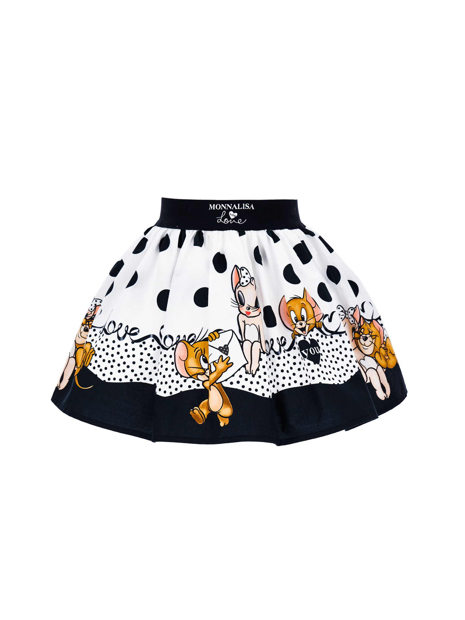 Monnalisa Kids'   Jerry Canvas Skirt In White + Black