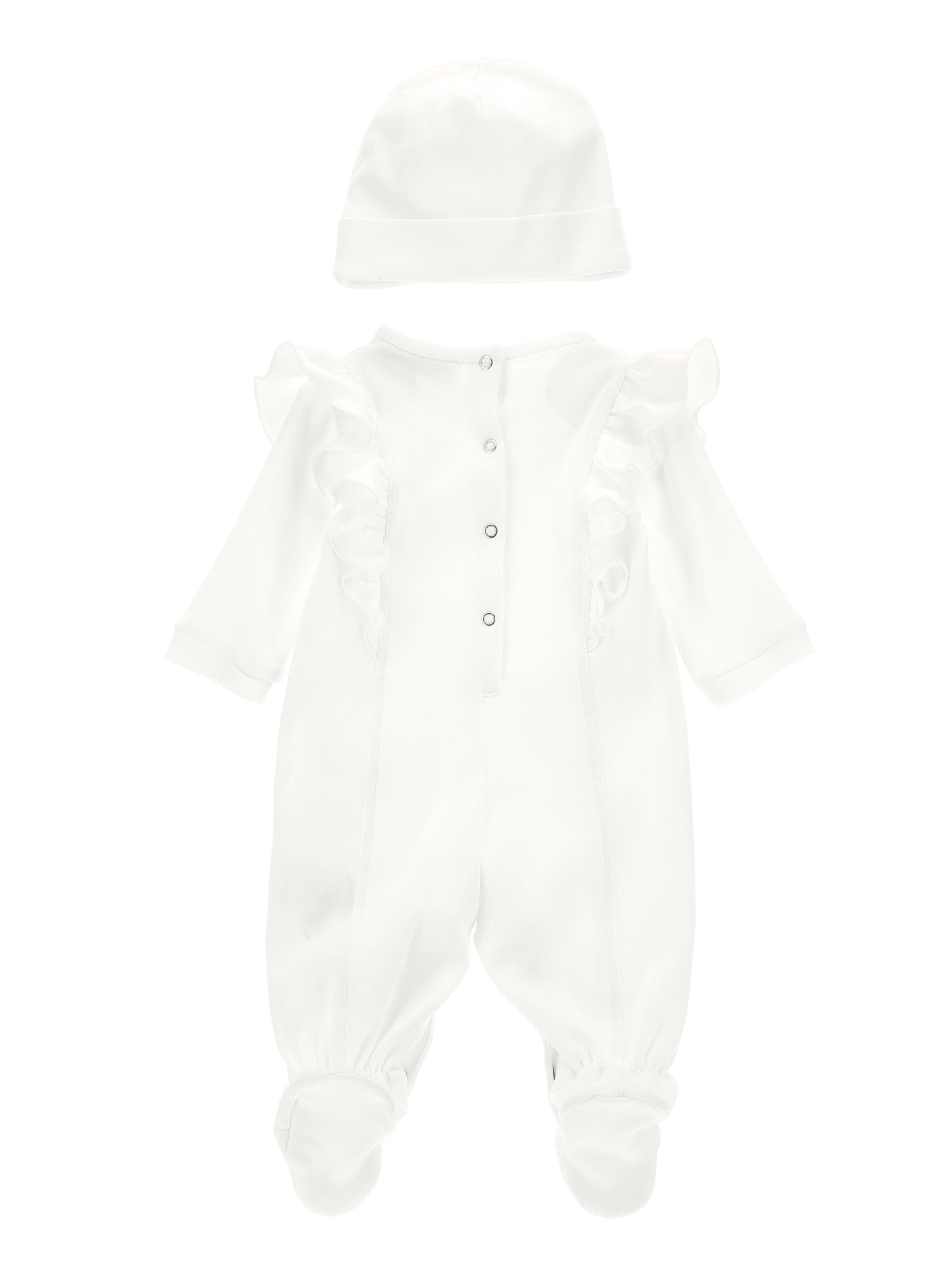 Monnalisa Two-piece Set With Rhinestone Logo In Cream
