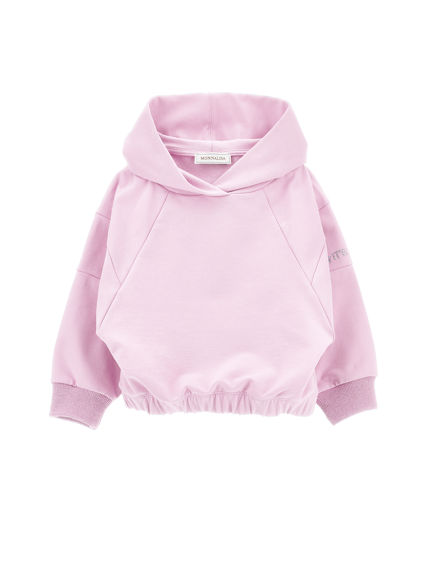 Shop Monnalisa Cotton Hoodie With Studs In Rosa Fairy Tale