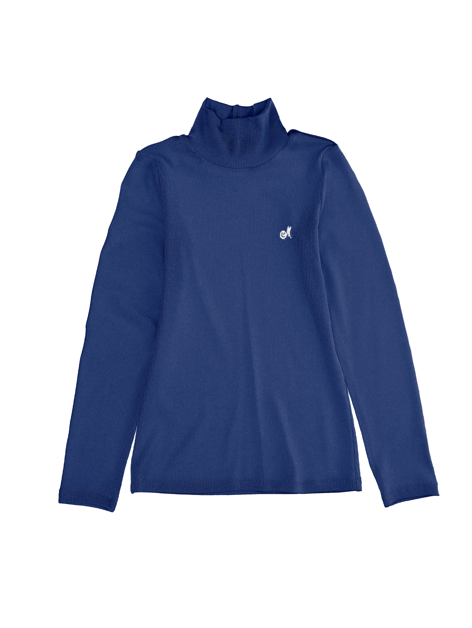 Monnalisa Fine Ribbed Viscose Turtleneck In Navy Blue