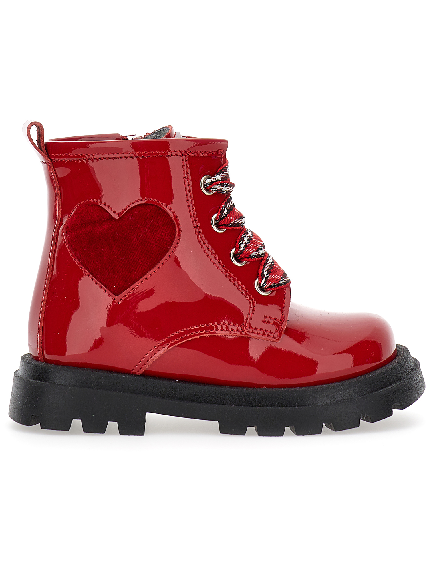 Monnalisa Kids'   Patent Leather Combat Boots With Heart