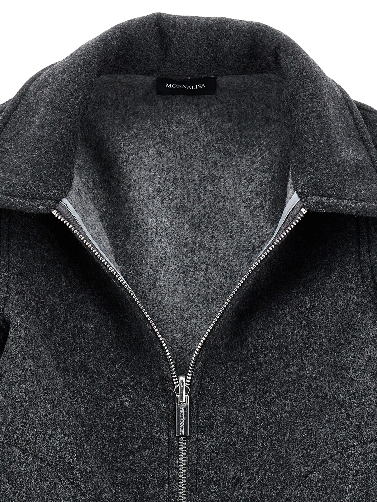 Monnalisa Cloth Coat With Hood In Medium Grey.+ Light Grey