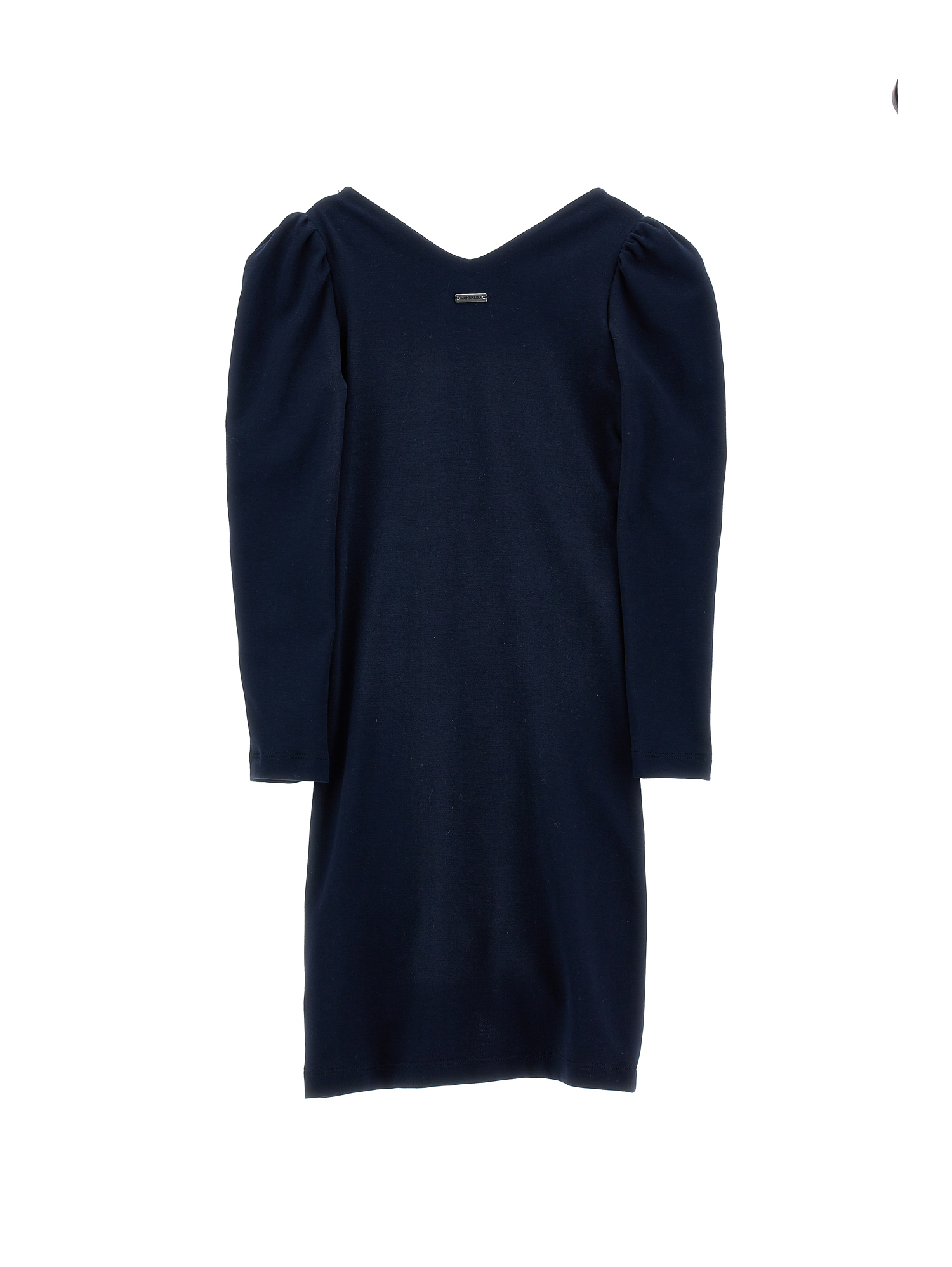 Monnalisa Draped Milano Stitch Dress In Dark Blue