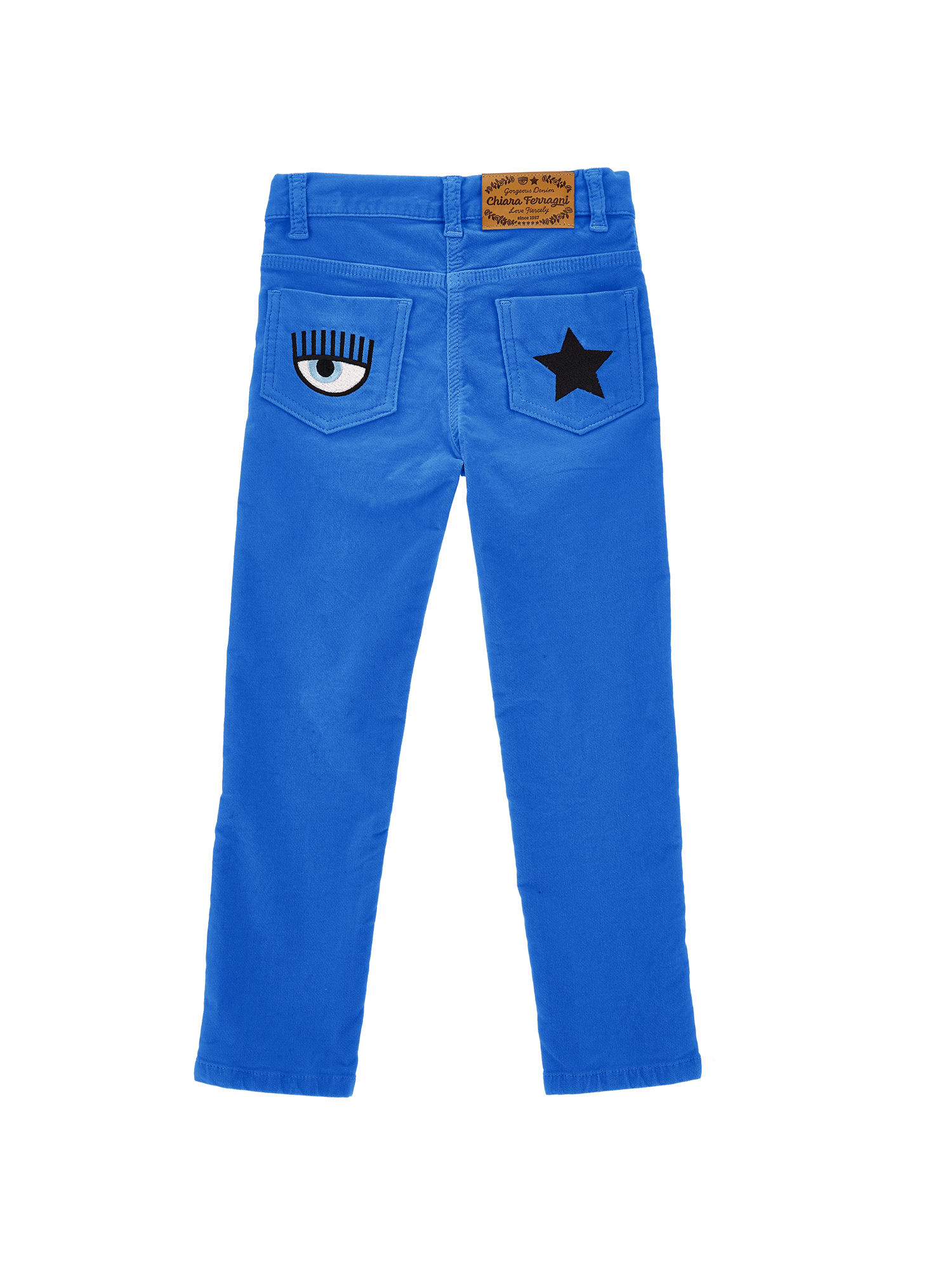 Shop Chiara Ferragni Cf Graffiti Velvet Trousers In Diva Blue