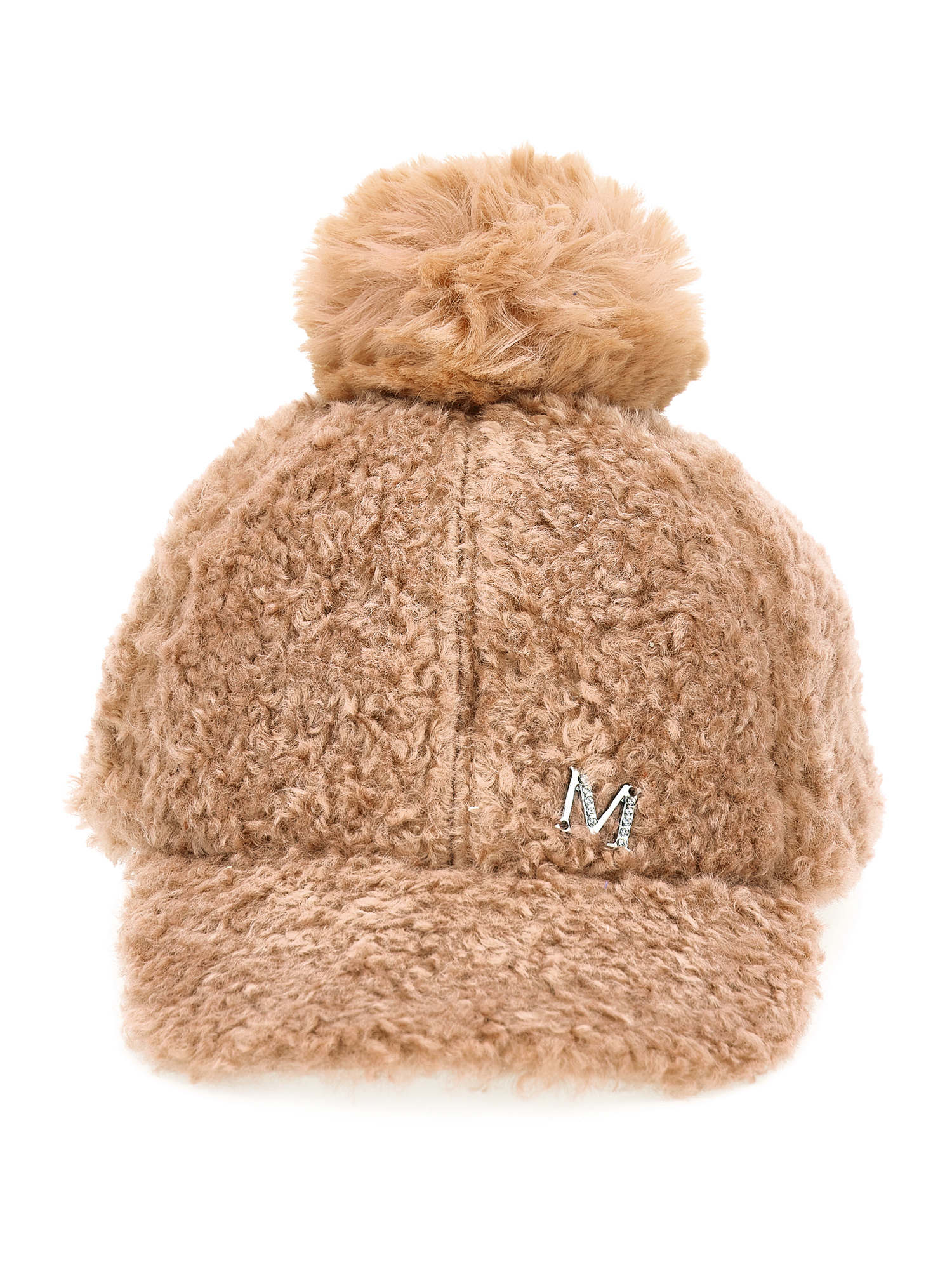 Monnalisa Plush Baseball Cap In Beige