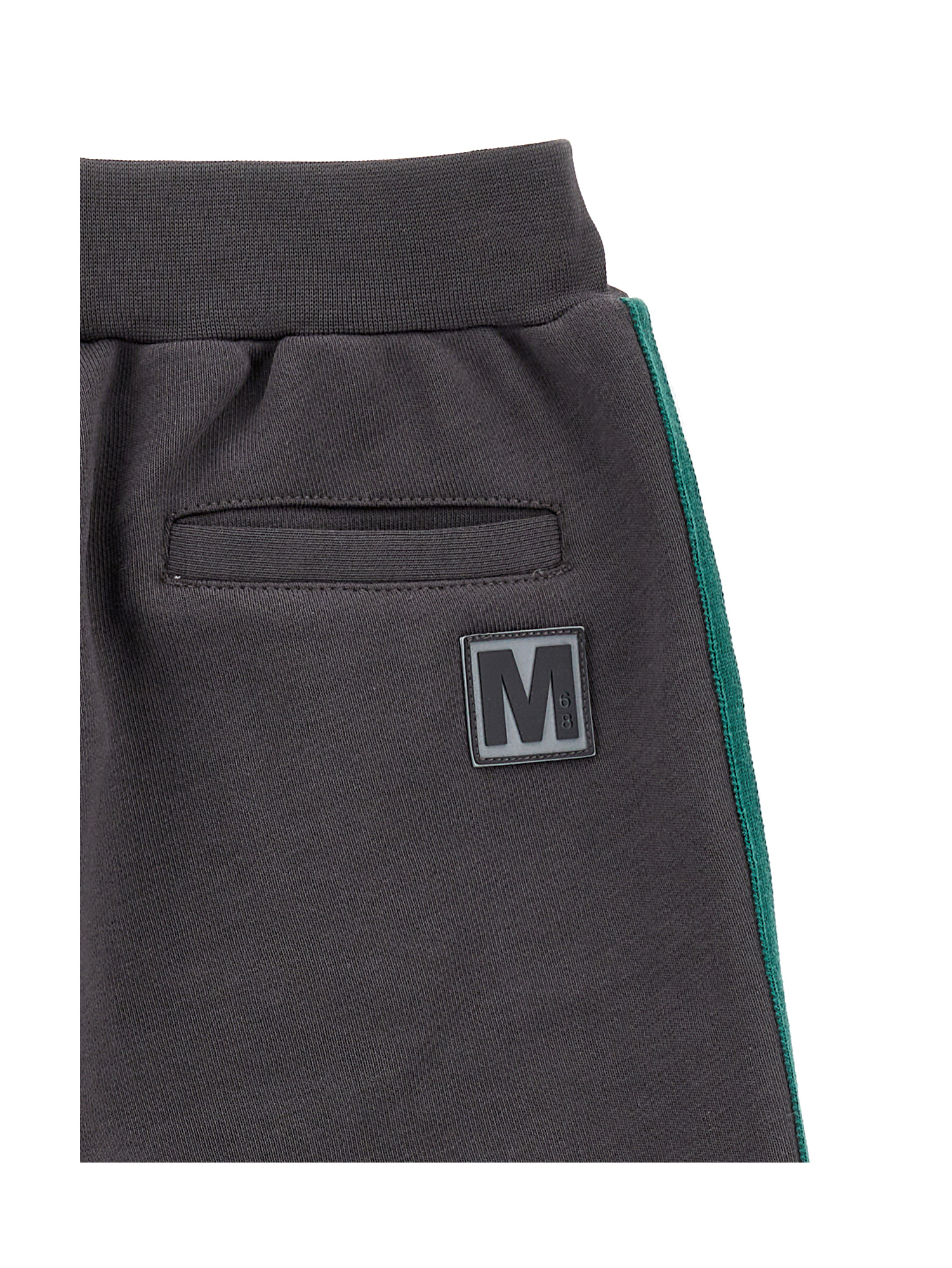 Monnalisa Fleece Joggers With Coloured Bands In Coal Grey