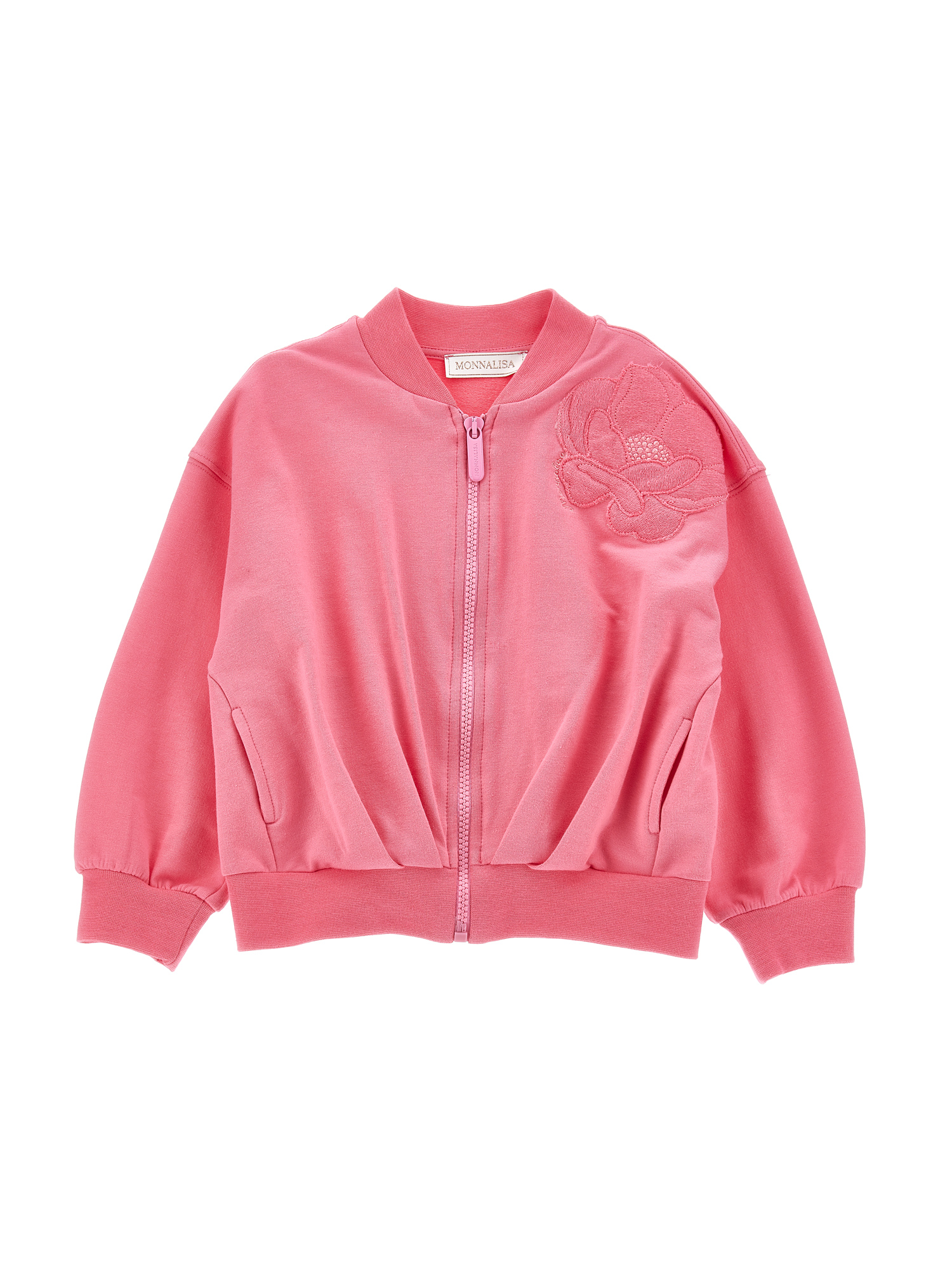 Monnalisa Felpa con zip ricamo anemoni