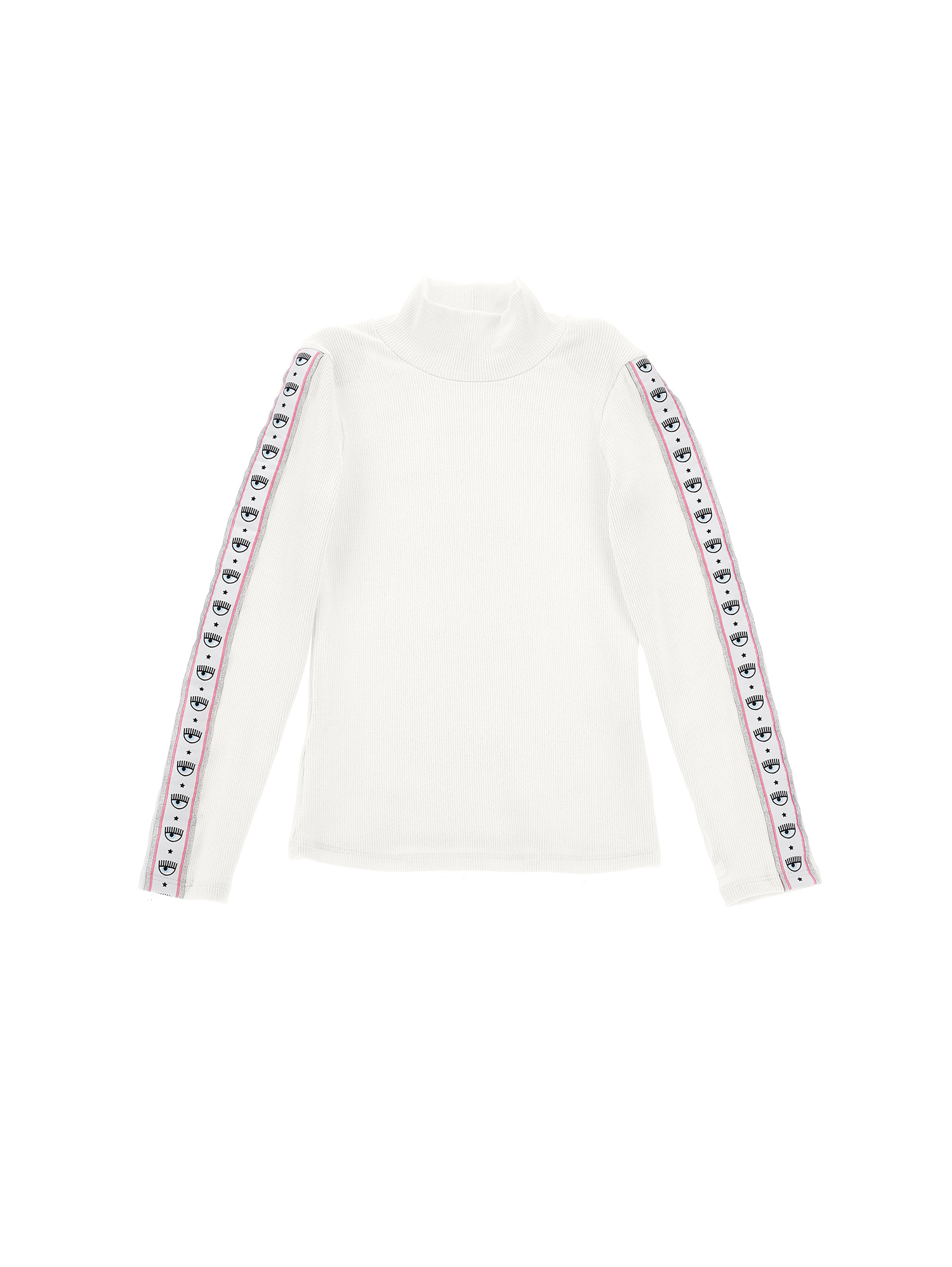 Chiara Ferragni Cf Iconic Logo Viscose Turtleneck In Cream