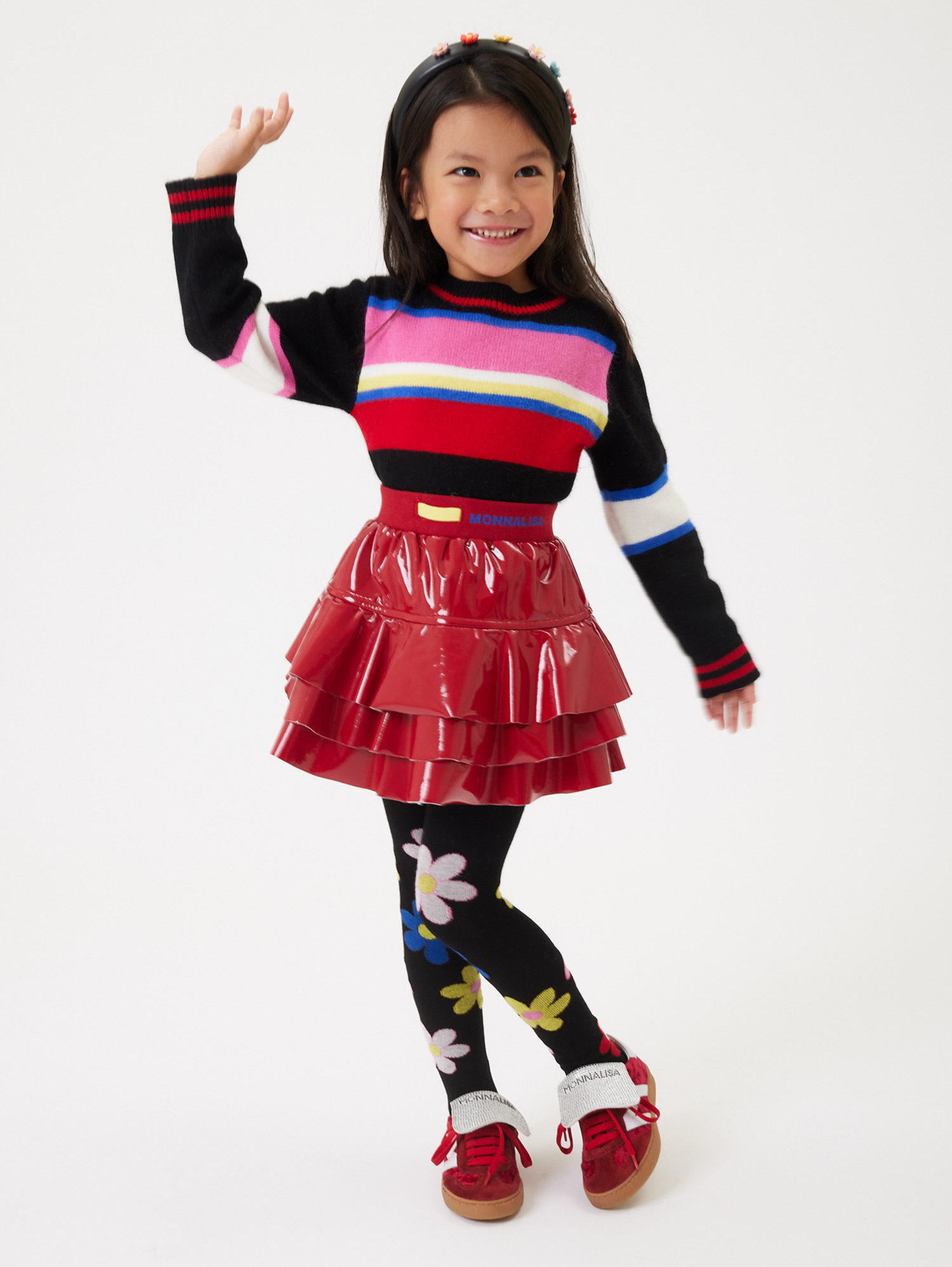 Monnalisa Soft Striped Sweater In Multicolor