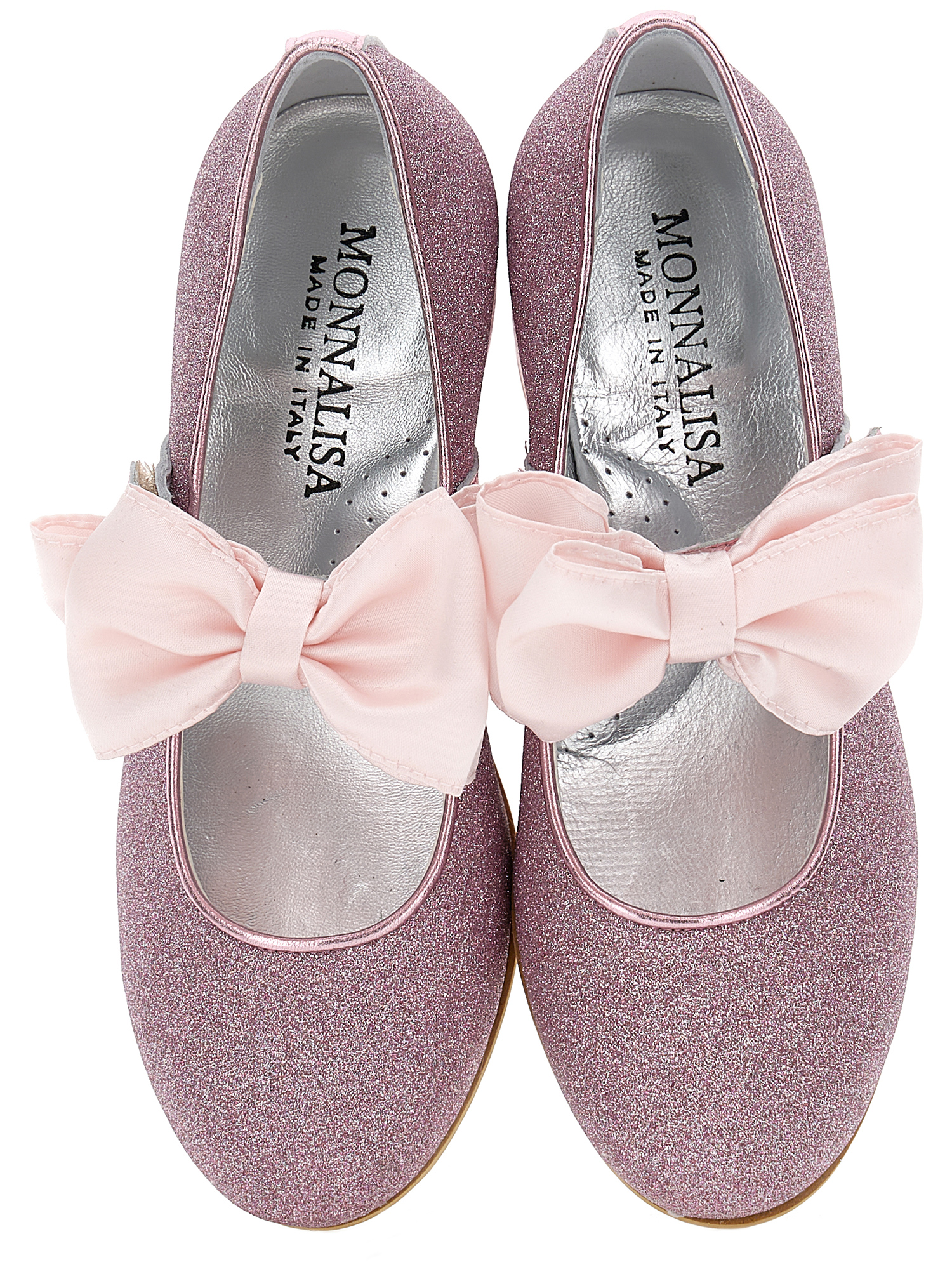 Monnalisa Glitter-detail 35mm Block-heel Ballerina Shoes In Glitter Pink
