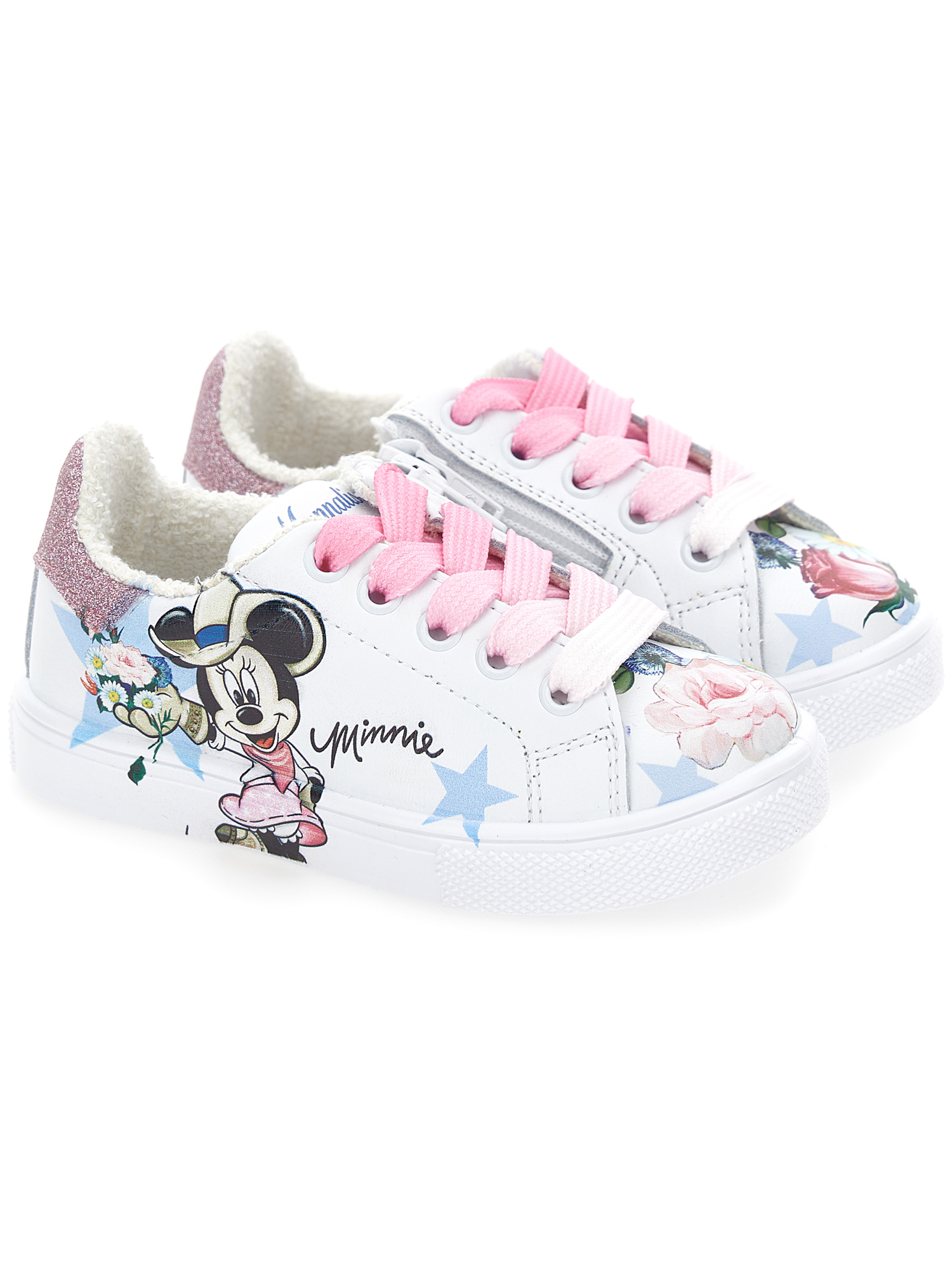 Shop Monnalisa Minnie Sneakers In White + Rosa Fairytale