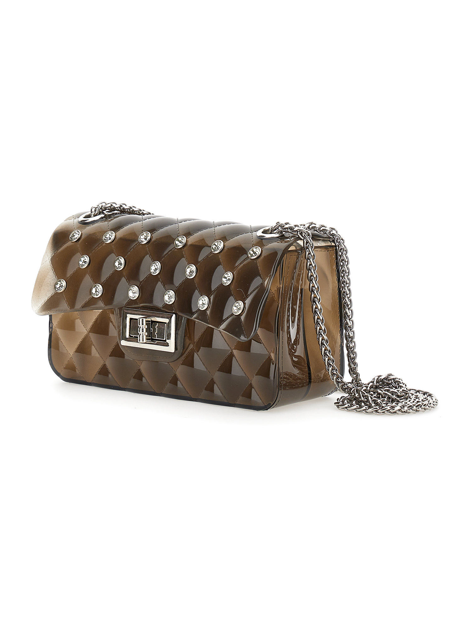 Monnalisa Pvc Shoulder Bag In Medium Grey.+ Light Grey