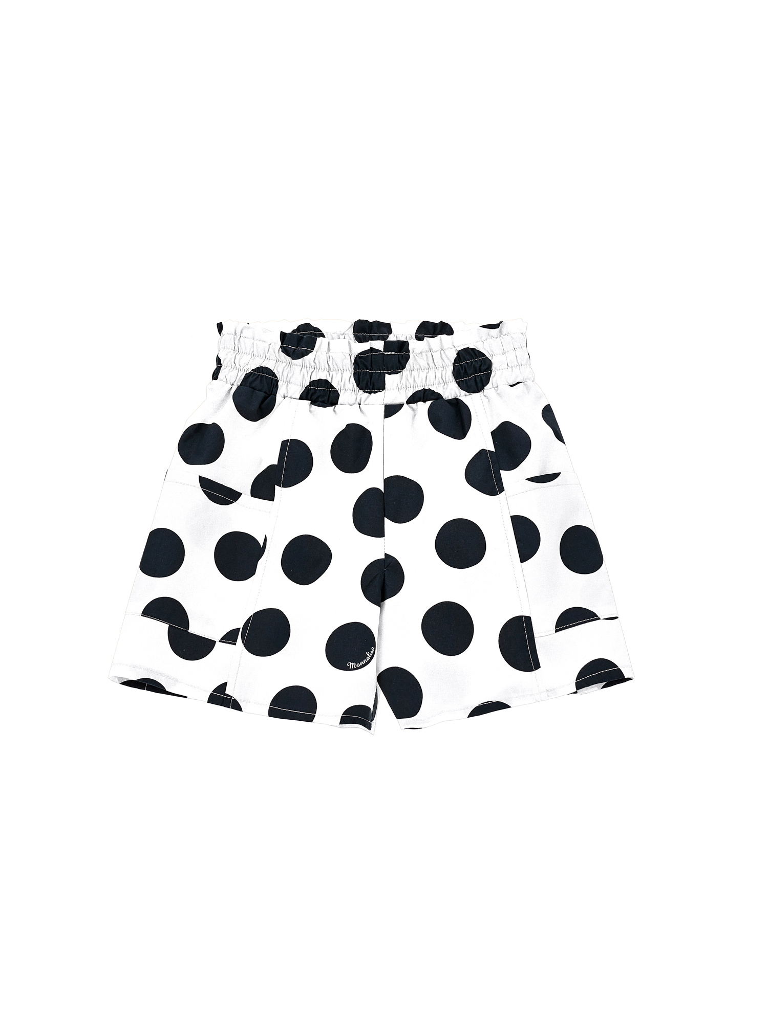 Monnalisa Kids'   Polka Dot Bermuda Shorts With Big Pockets In White + Black