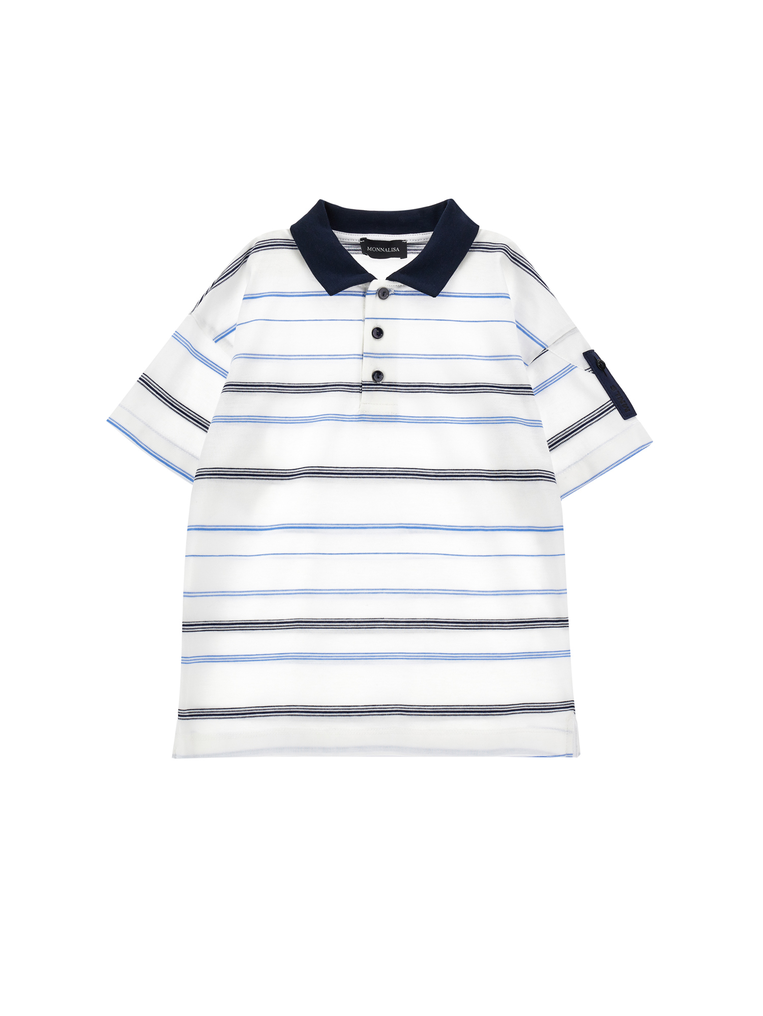 Monnalisa Babies'   Striped Cotton Polo Shirt In White
