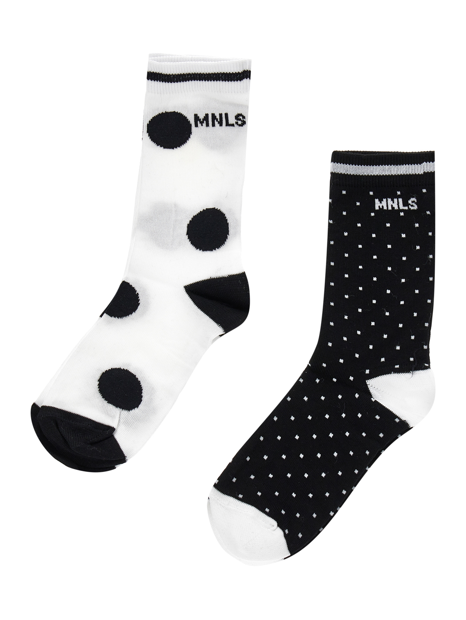 Monnalisa Kids'   Polka Dot Lisle Socks Set In White + Black
