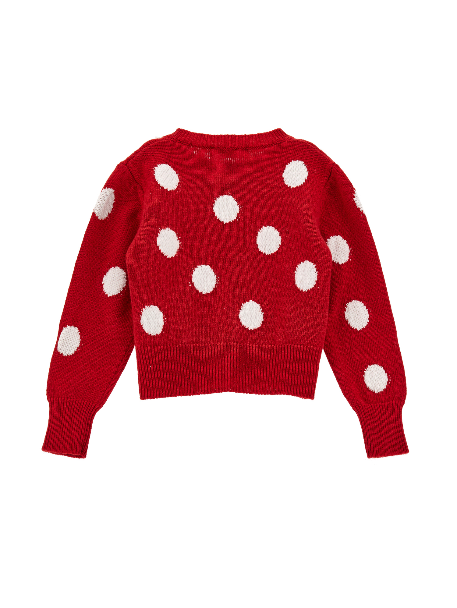 Monnalisa Merino Wool Cardigan In Red + Cream
