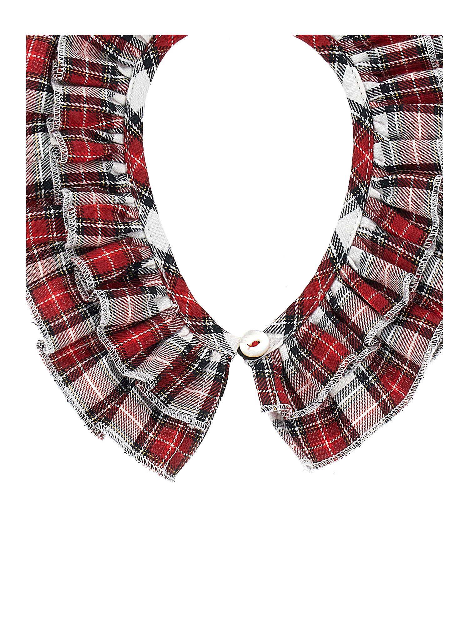 Monnalisa Tartan Collar In Red + Cream