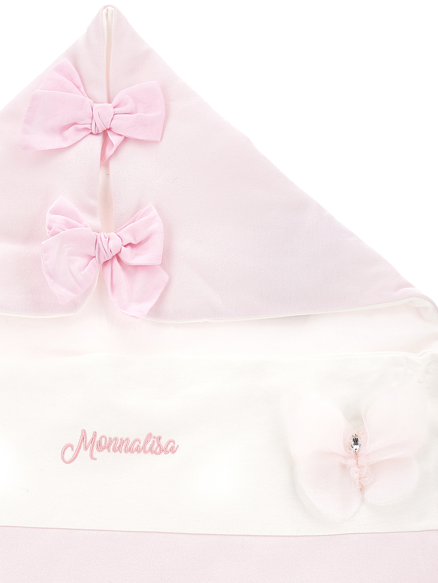 Shop Monnalisa Newborn Cotton Sleeping Bag In Cream + Pink
