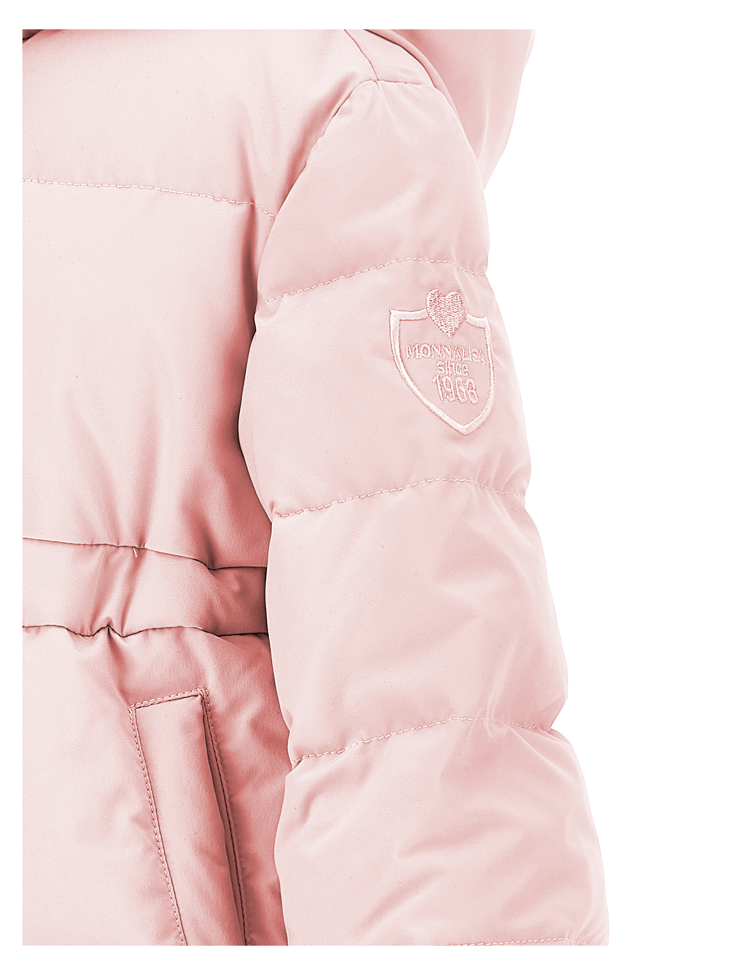Shop Monnalisa Genuine Down Long Nylon Jacket In Dusty Pink Rose
