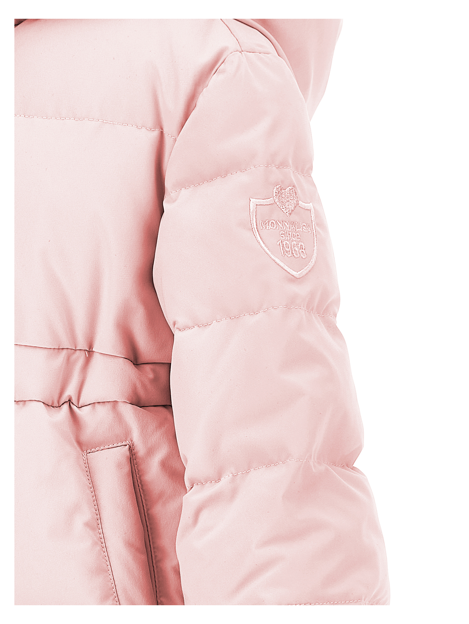 Monnalisa Genuine Down Long Nylon Jacket In Dusty Pink Rose