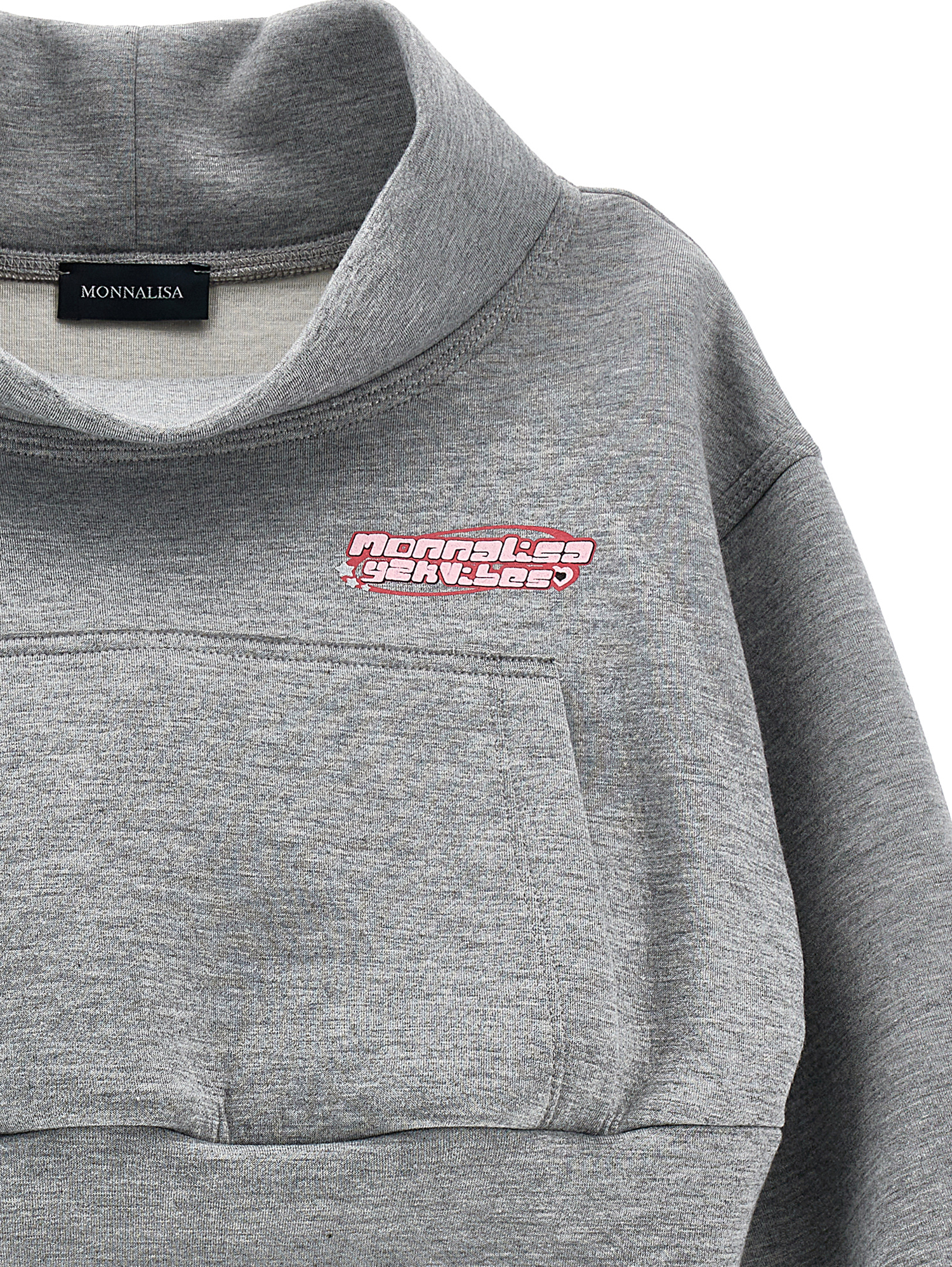 Monnalisa Cowl Neck Neoprene Sweatshirt In Grey + Grey