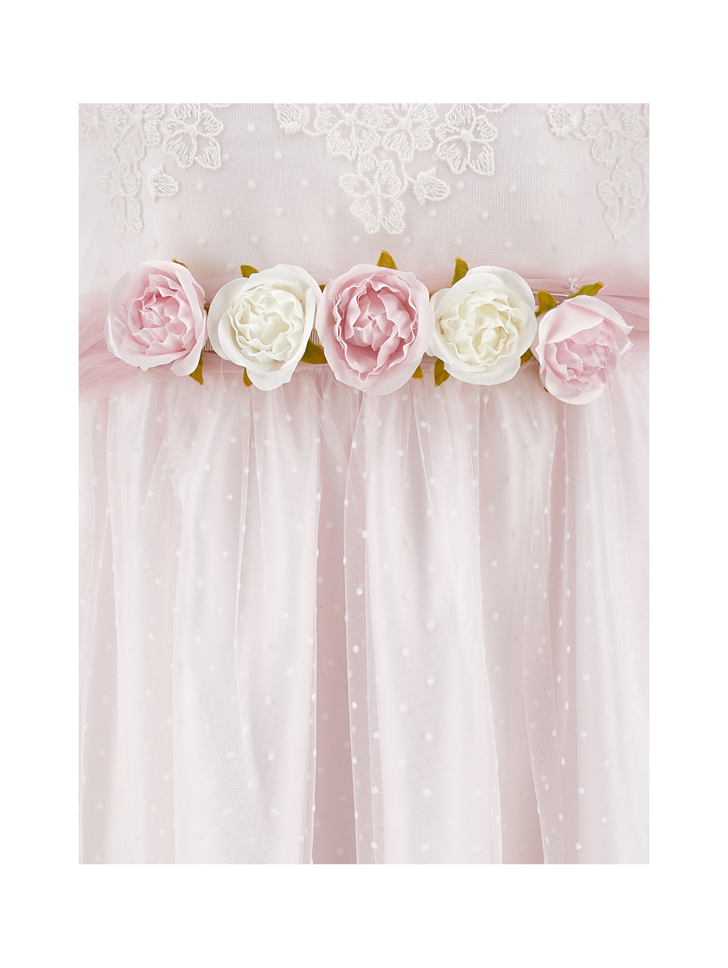 Monnalisa Seville Dress Tulle Polka Dots In Pink