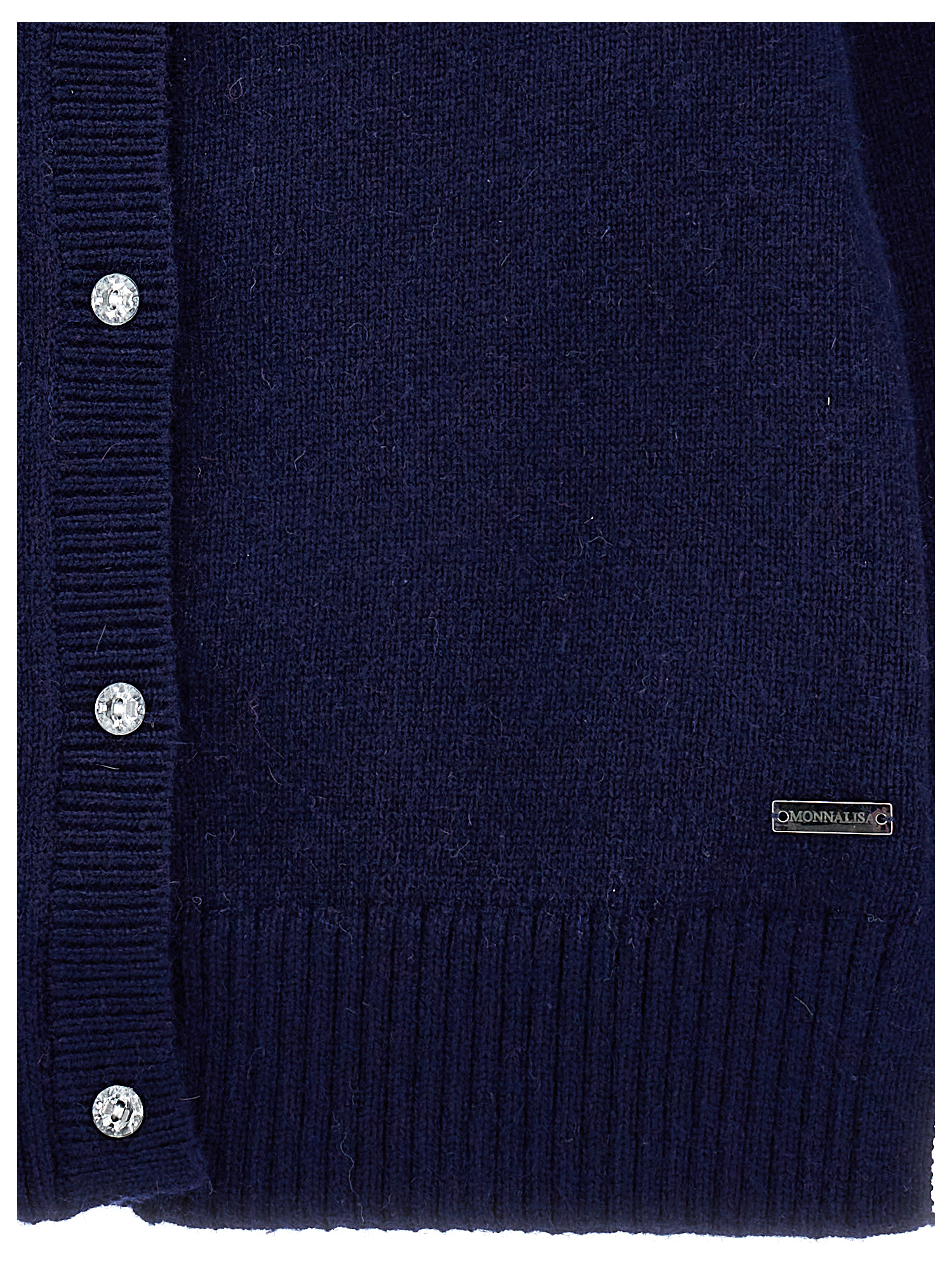 Monnalisa Soft Knit Cardigan In Navy Blue