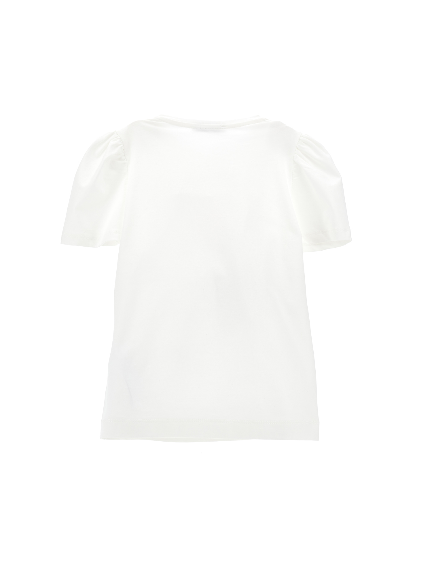 Monnalisa Organic Cotton T-shirt With Rose In Cream