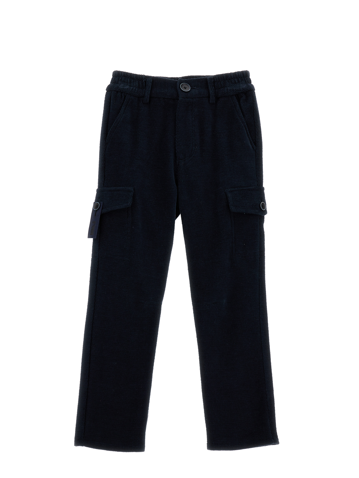 Monnalisa Cargo Style Velvet Trousers In Navy Blue