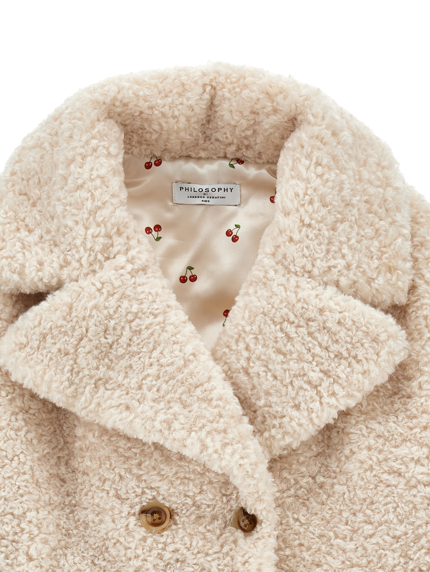Philosophy Di Lorenzo Serafini Philosophy Kids  Double-breasted Teddy Coat In Neutral