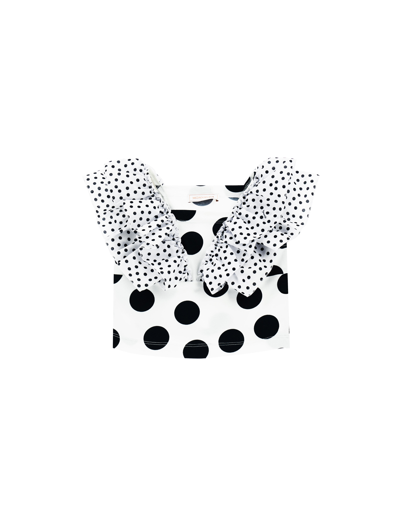 Monnalisa Kids' Polka Dots Print Cotton Muslin Top In White + Black