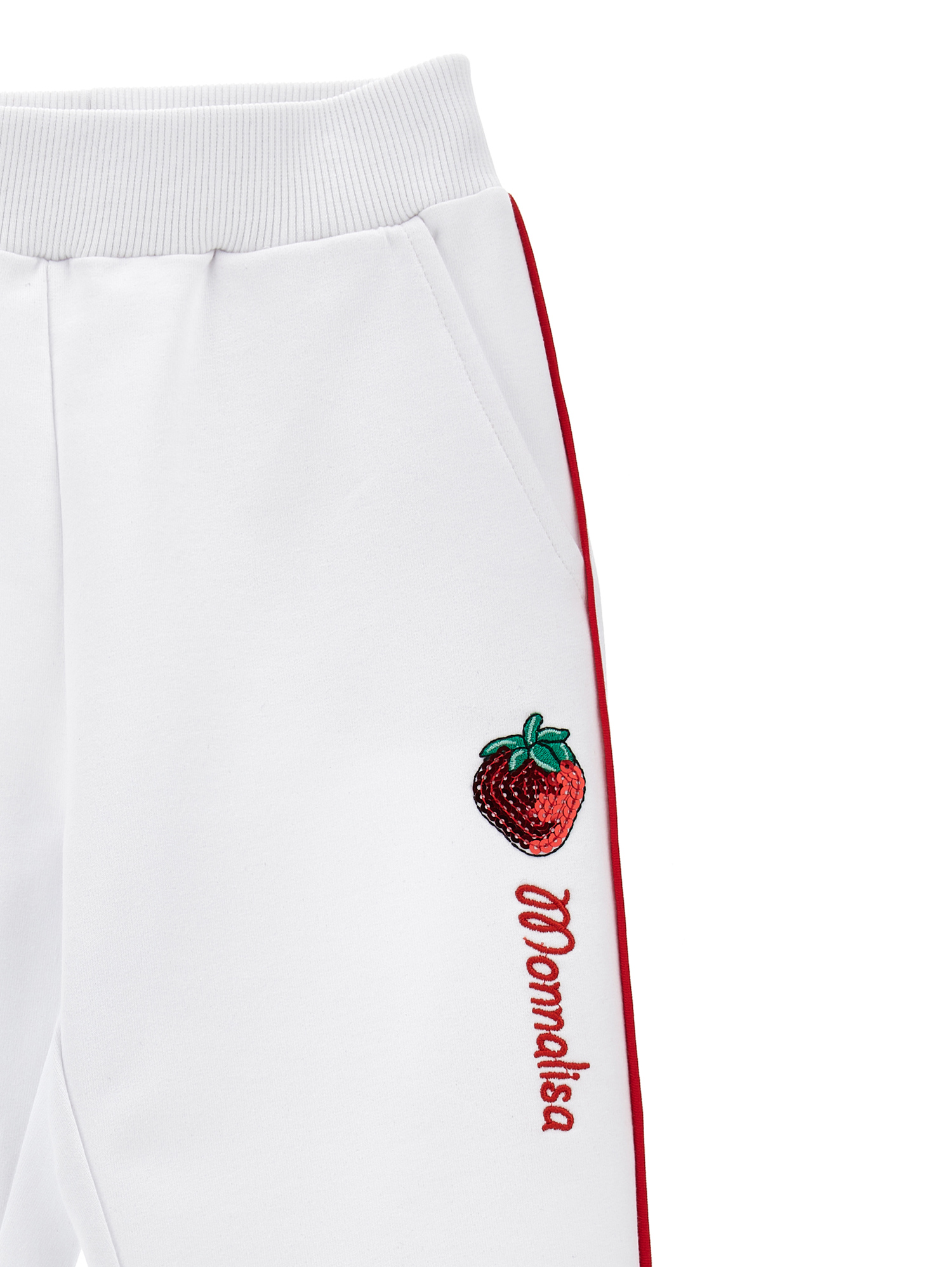 Monnalisa Sequinned-strawberry Track Pants In White