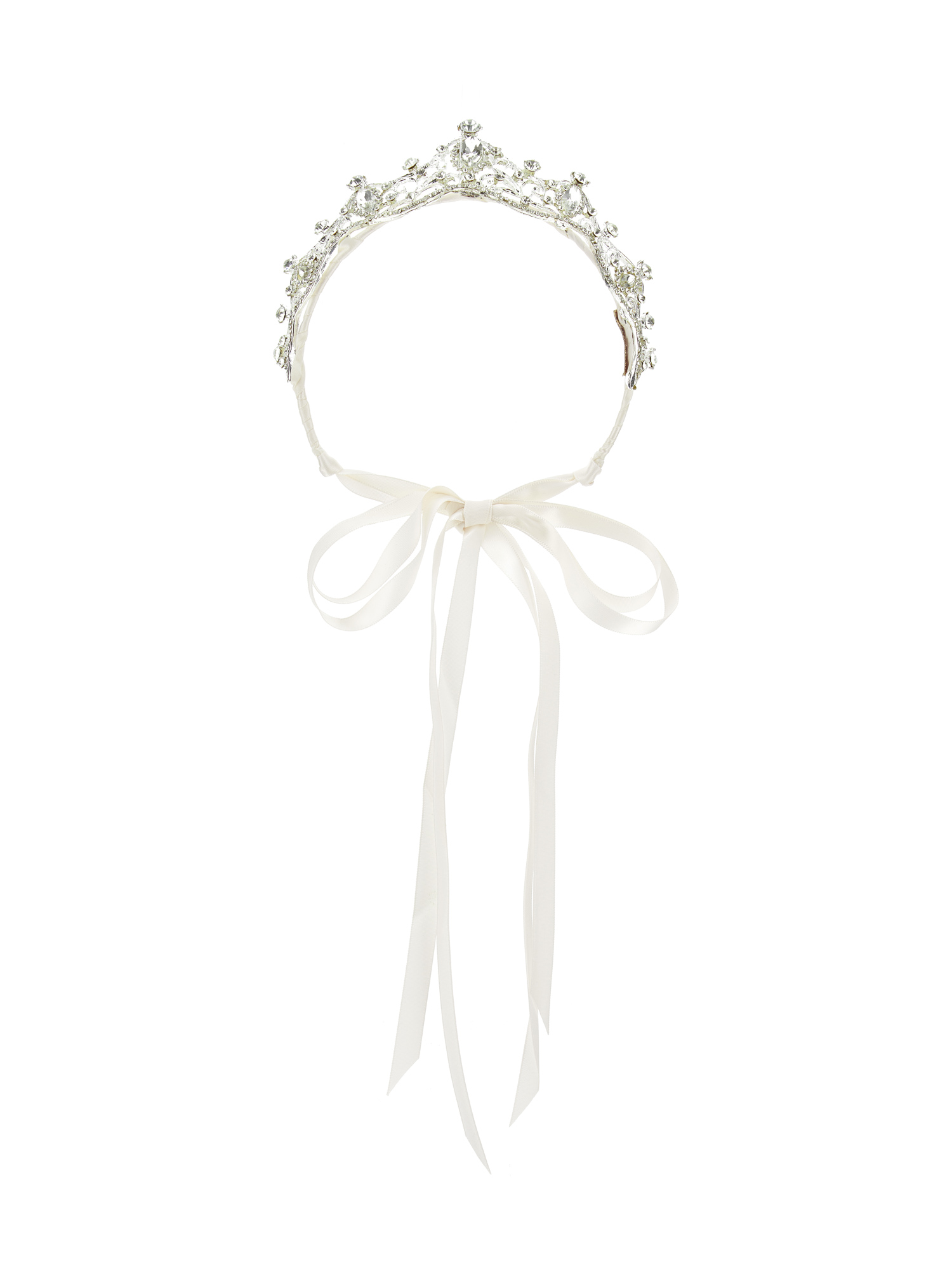 Monnalisa Tiara In Rhinestones And Bezels In Cream