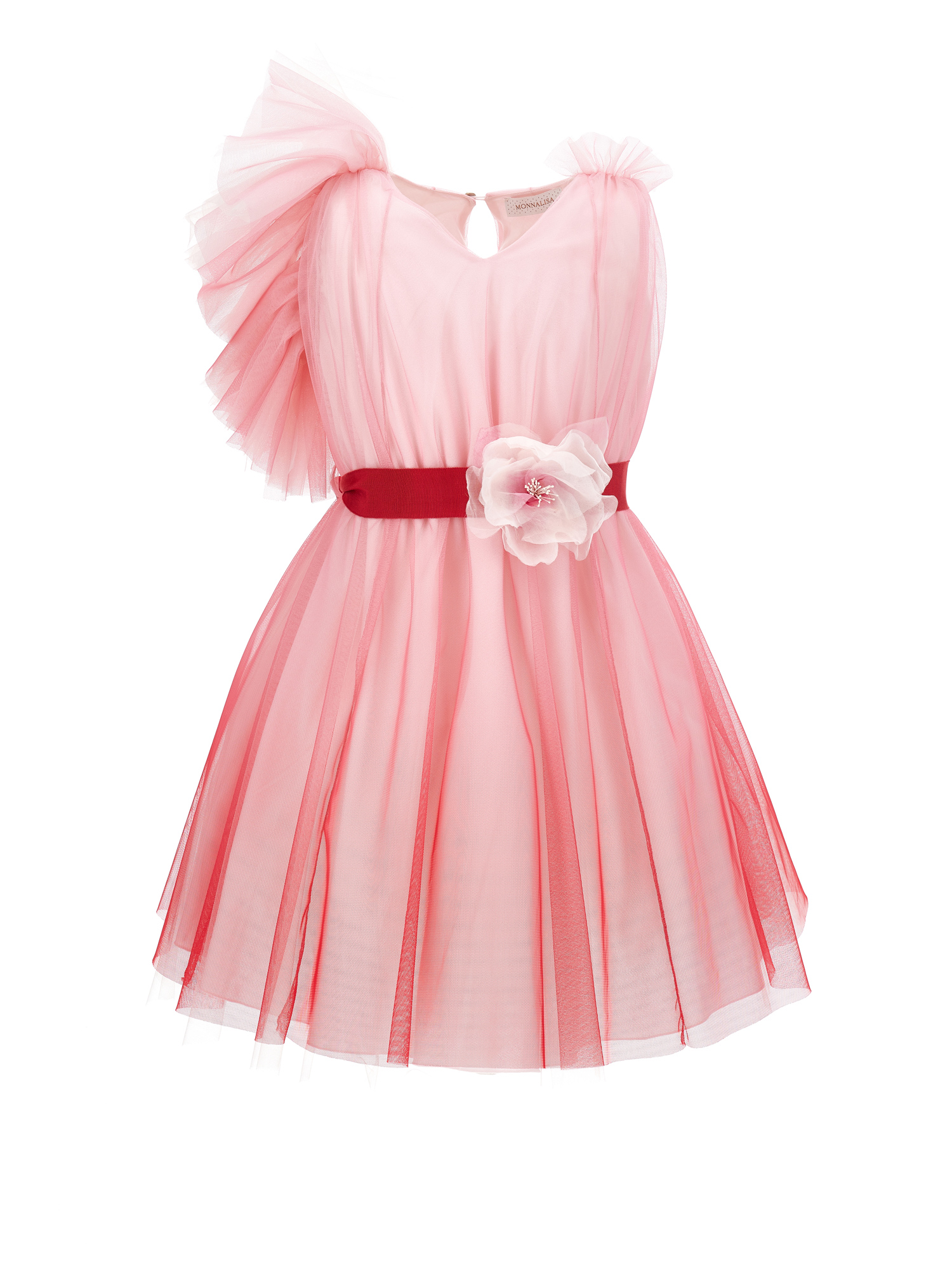 Shop Monnalisa Degradé Tulle Dress In Cream + Fuchsia