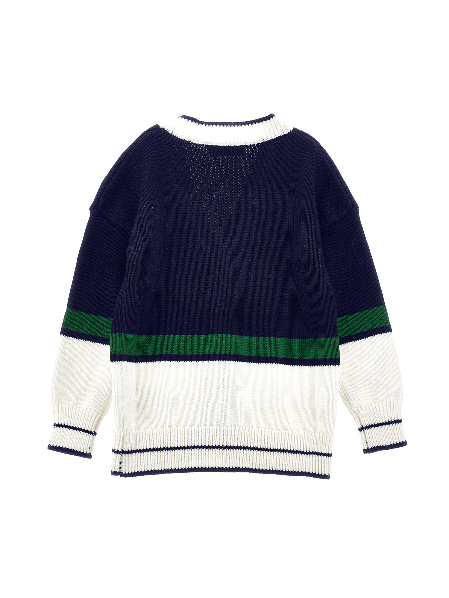 Monnalisa Maxi Cardigan With Coloured Bands In Blue + White