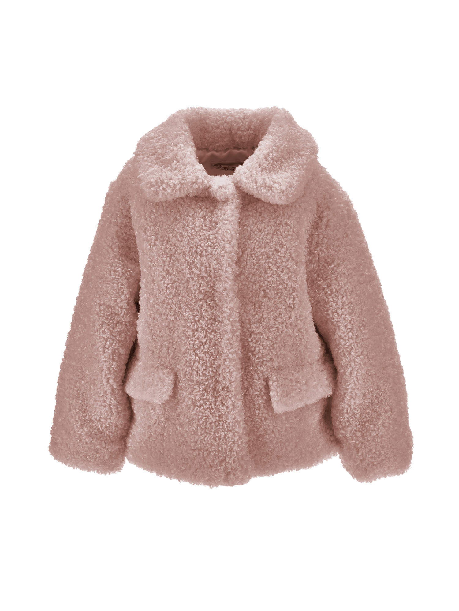 Monnalisa Plush Jacket With Pockets In Dusty Pink Rose