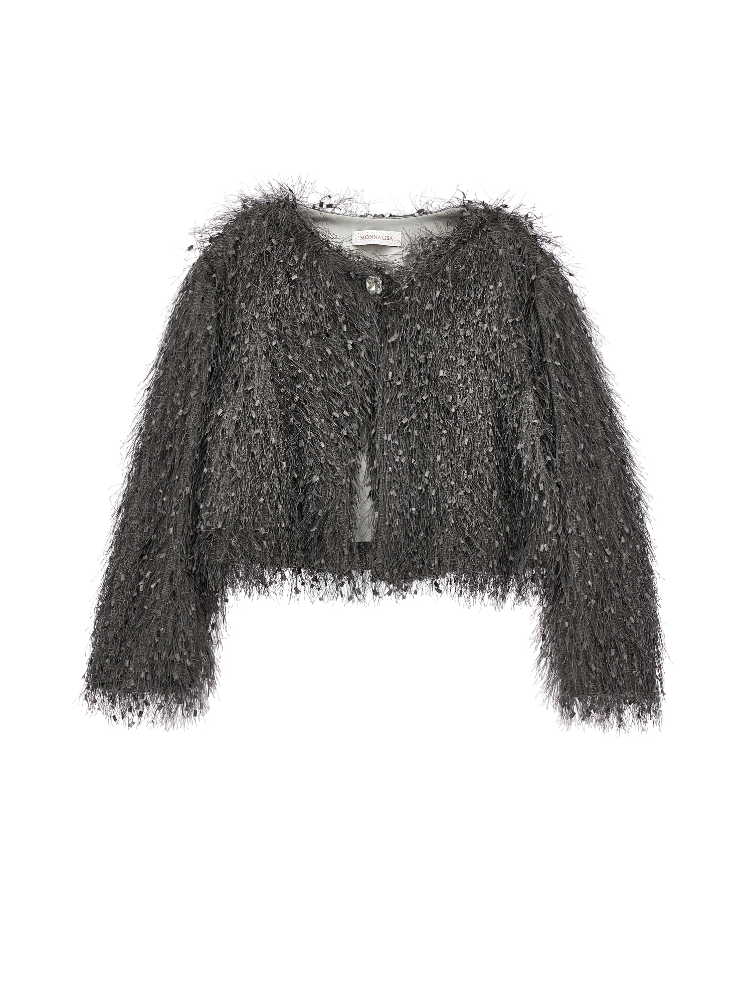Monnalisa Bolero With Fringing In Medium Grey