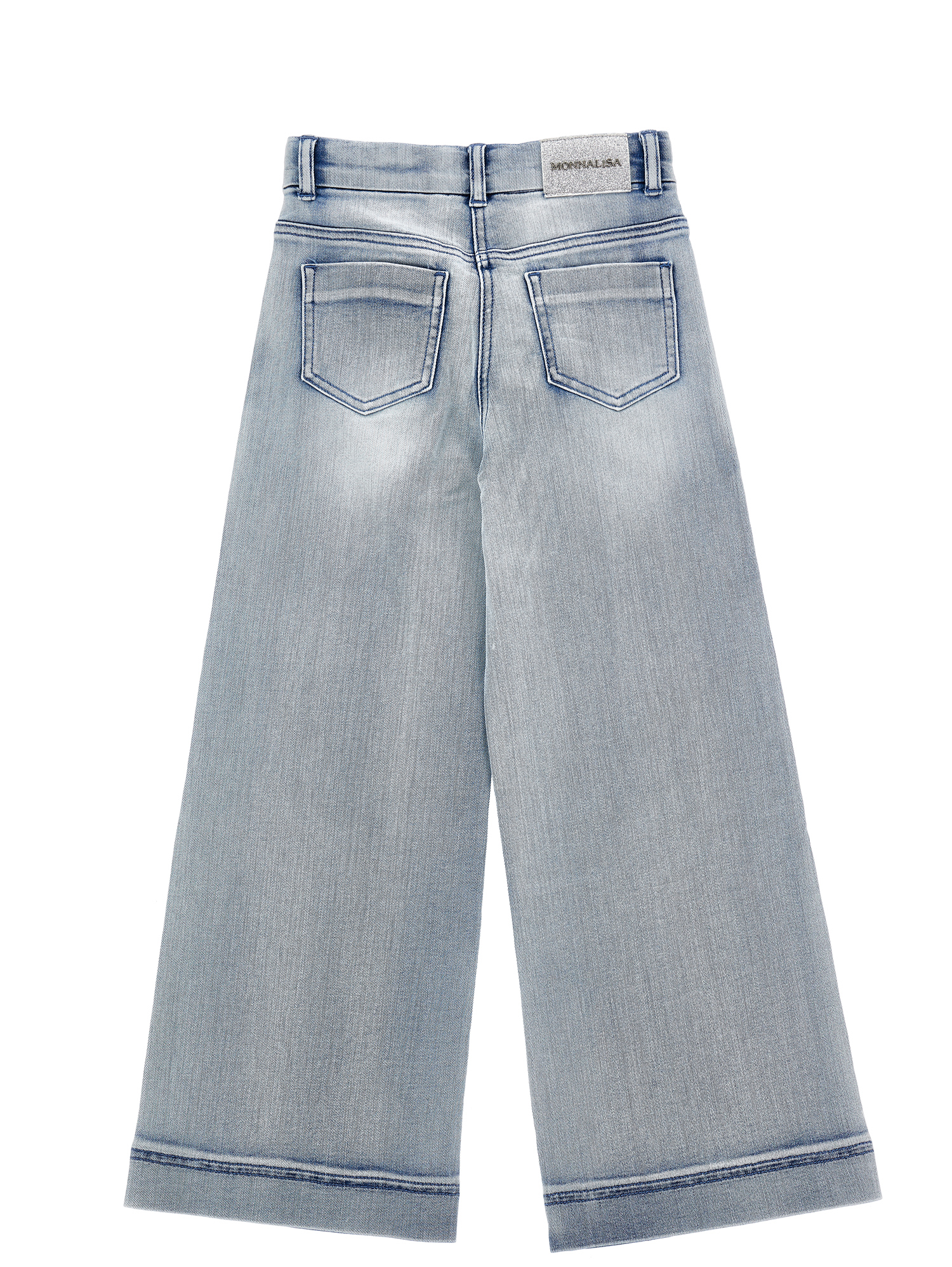 Monnalisa Jewel Five-pocket Jeans In Stone Bleach
