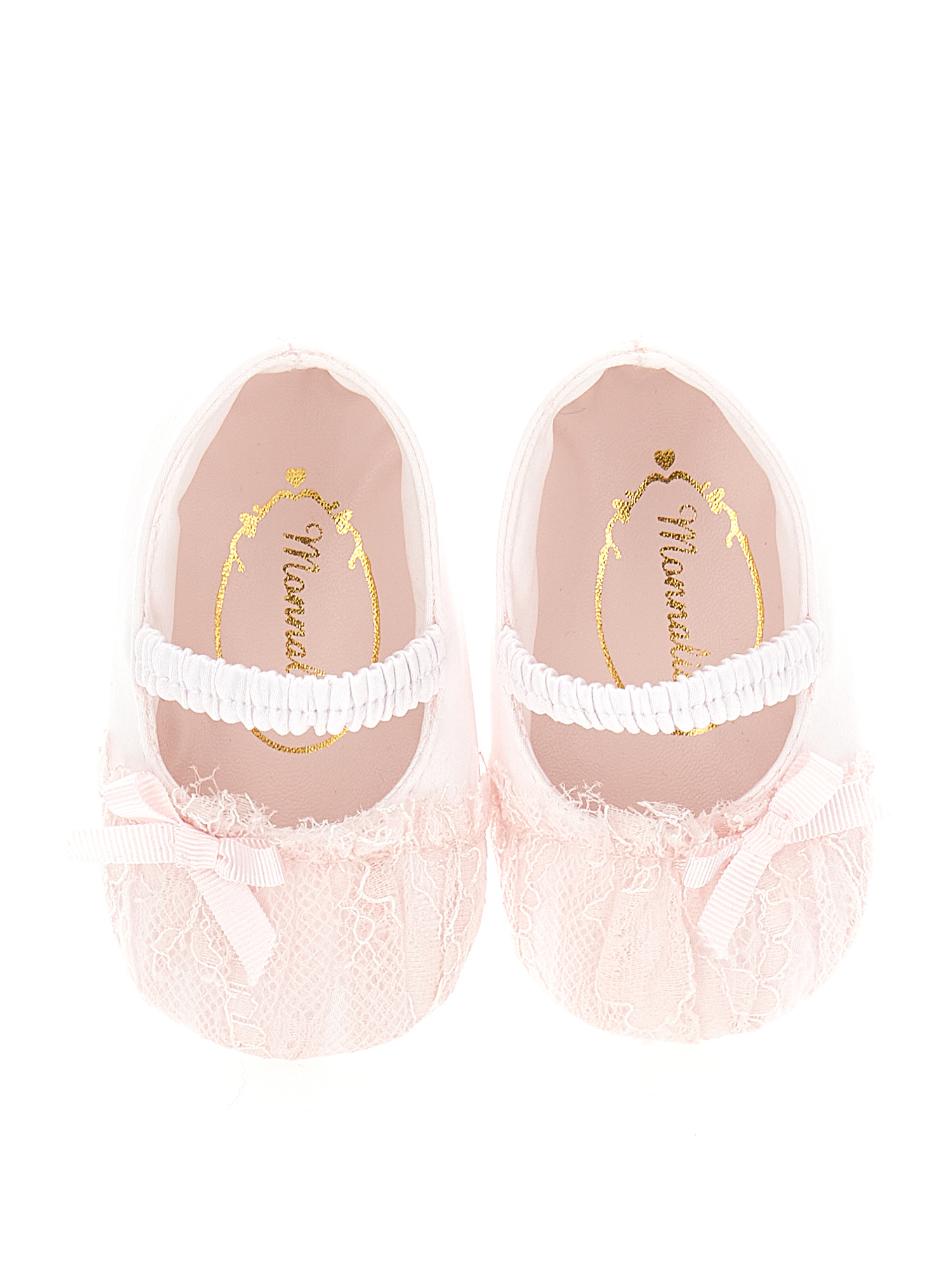Shop Monnalisa Chantilly Lace Trimmed Slippers In Light Pink