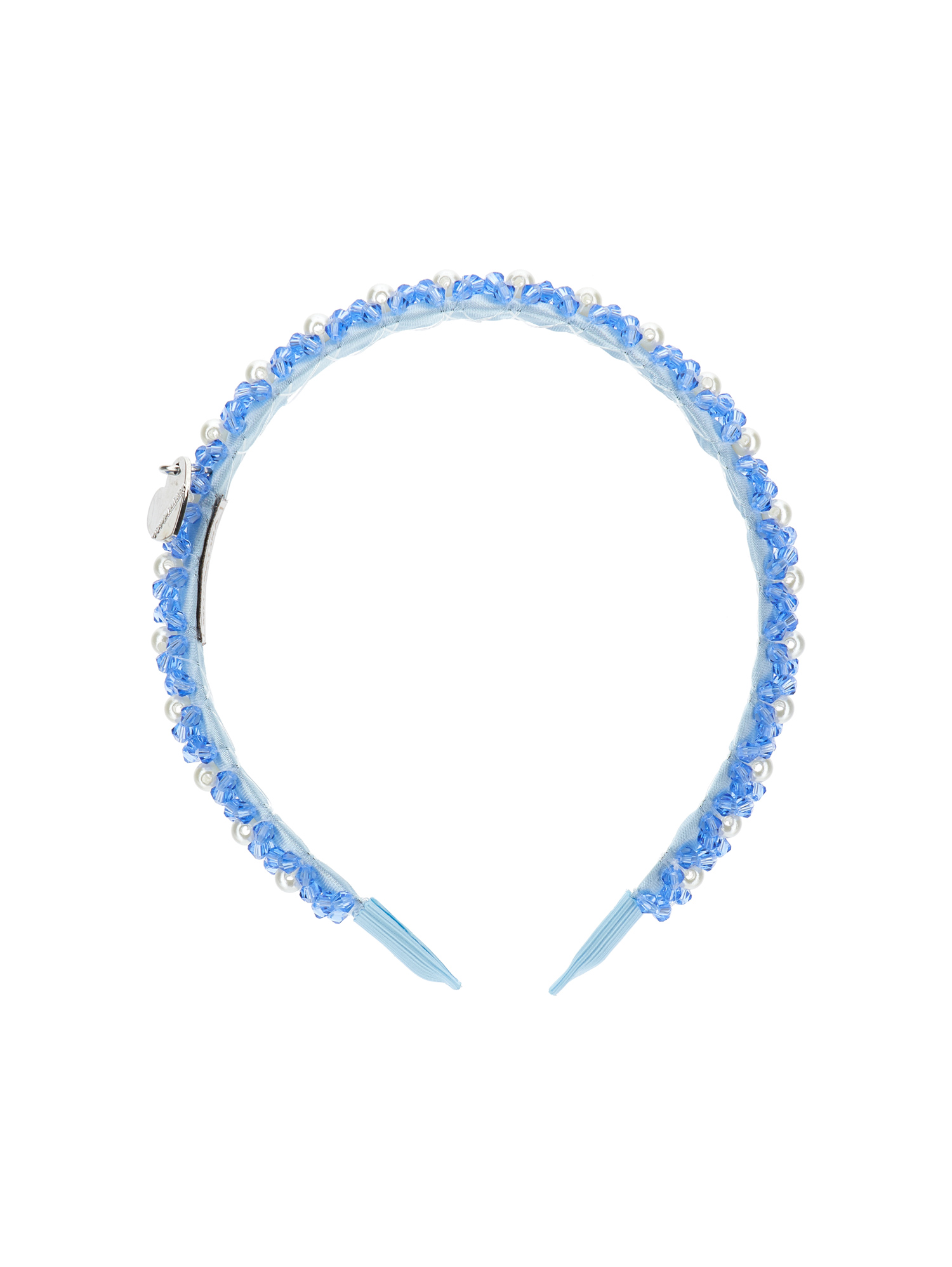 Monnalisa Sequin And Pearl Headband In Light Blue