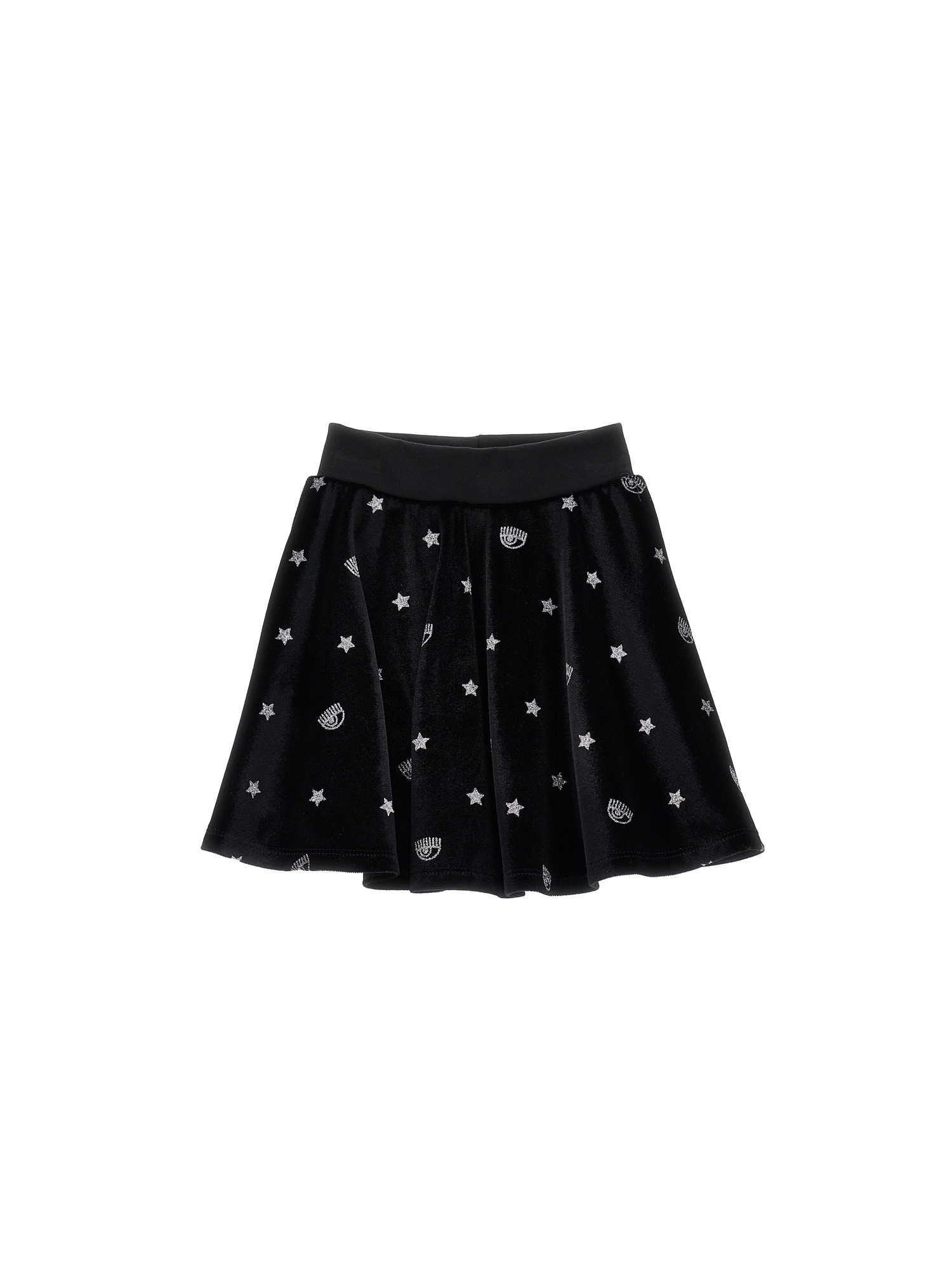 Chiara Ferragni Cf Diamonds Chenille Skirt In Black + Silver