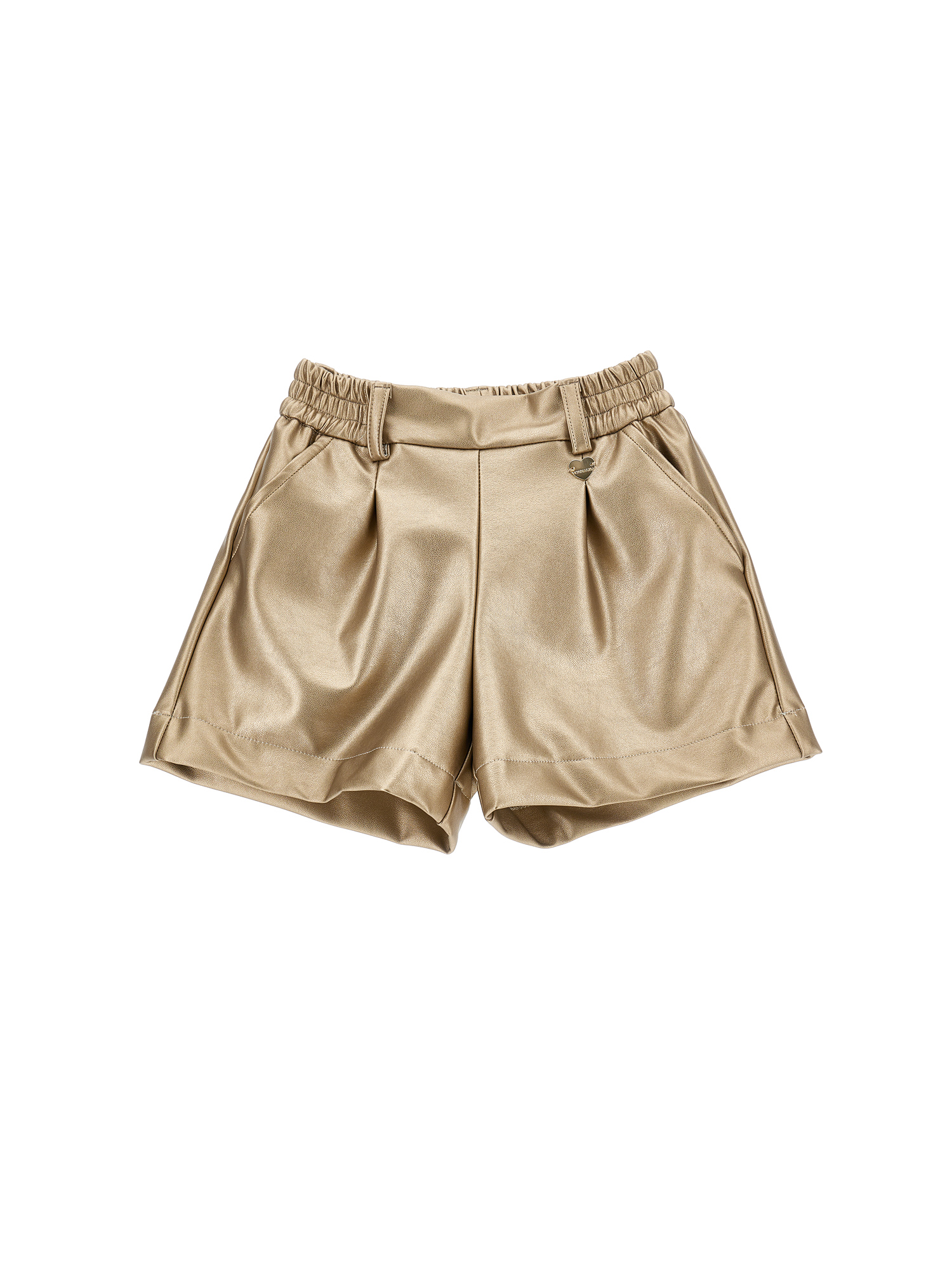 Monnalisa Coated Fabric Shorts In Gold