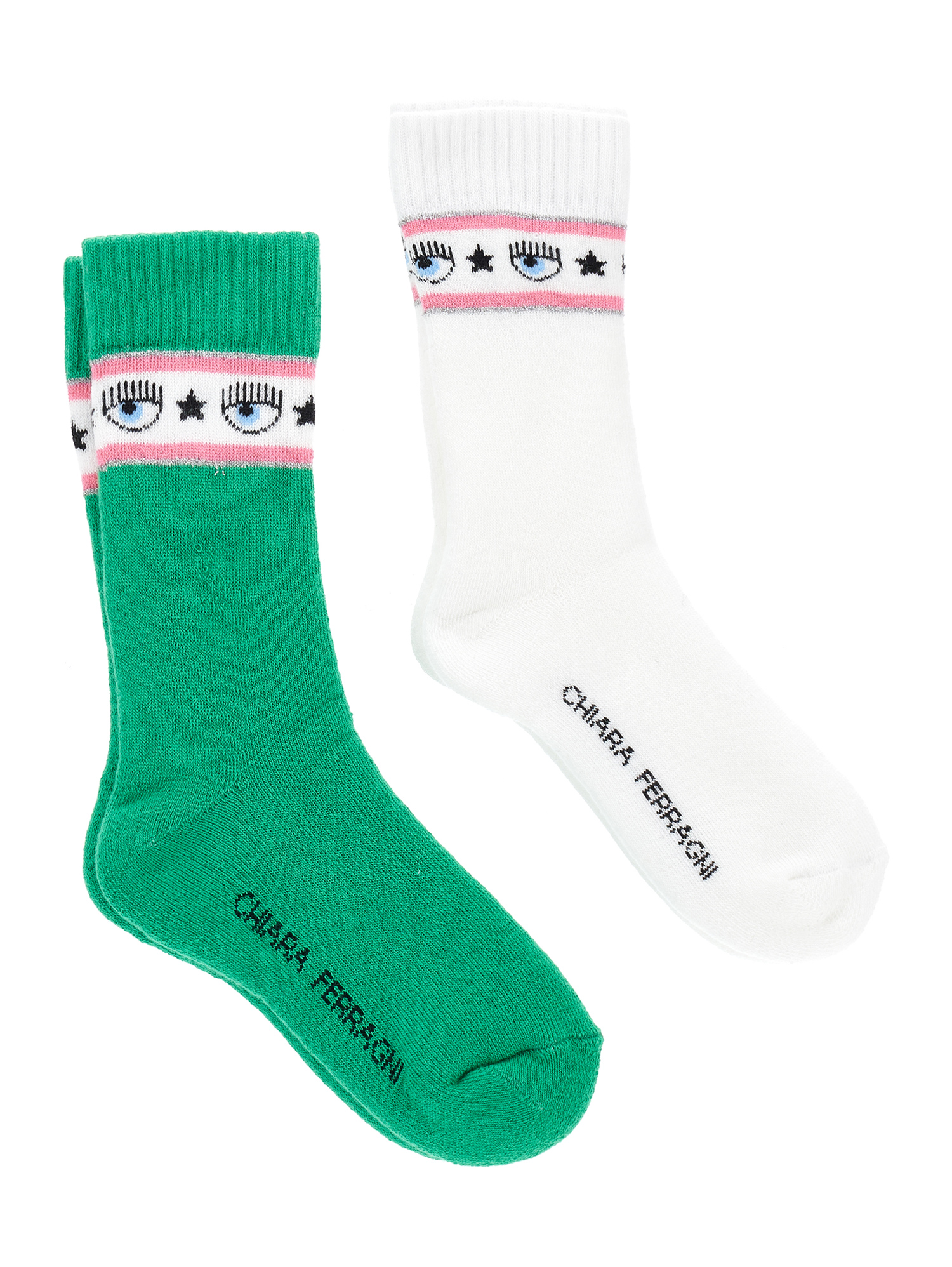 Shop Chiara Ferragni Maxilogomania Socks Set In Bright Green
