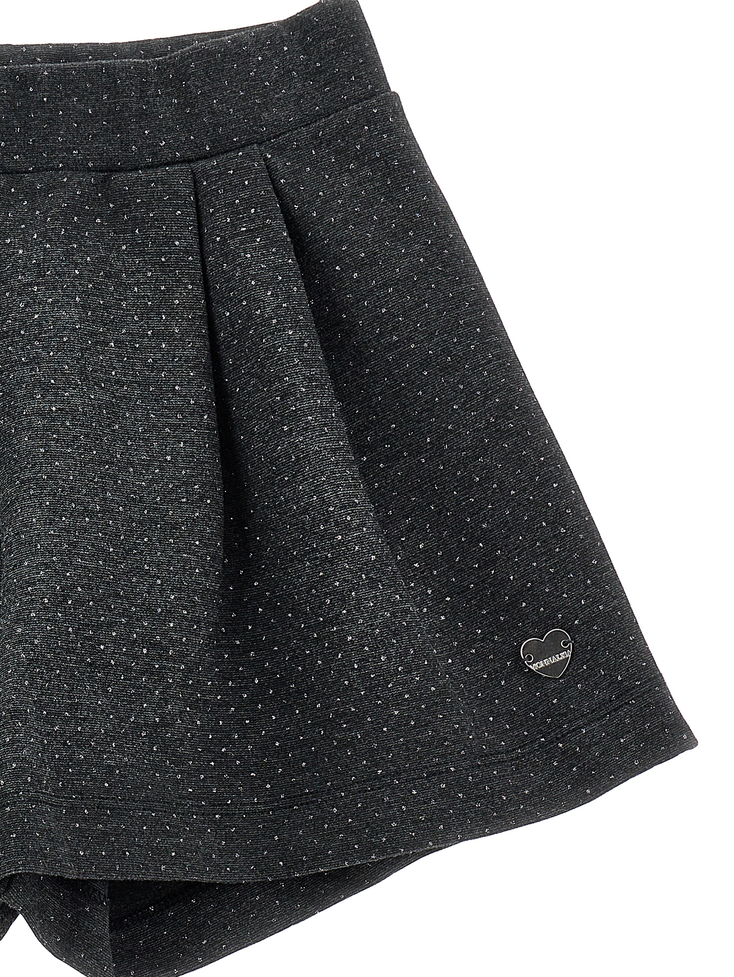 Monnalisa Glitter Polka Dot Bermuda Shorts In Medium Grey + Silver