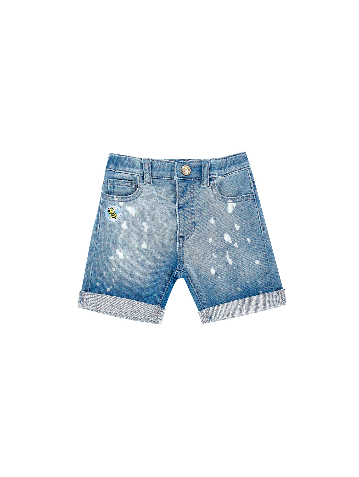 Monnalisa Kids'   Five-pocket Faded Bermuda Shorts In Stone Washed + Vintage