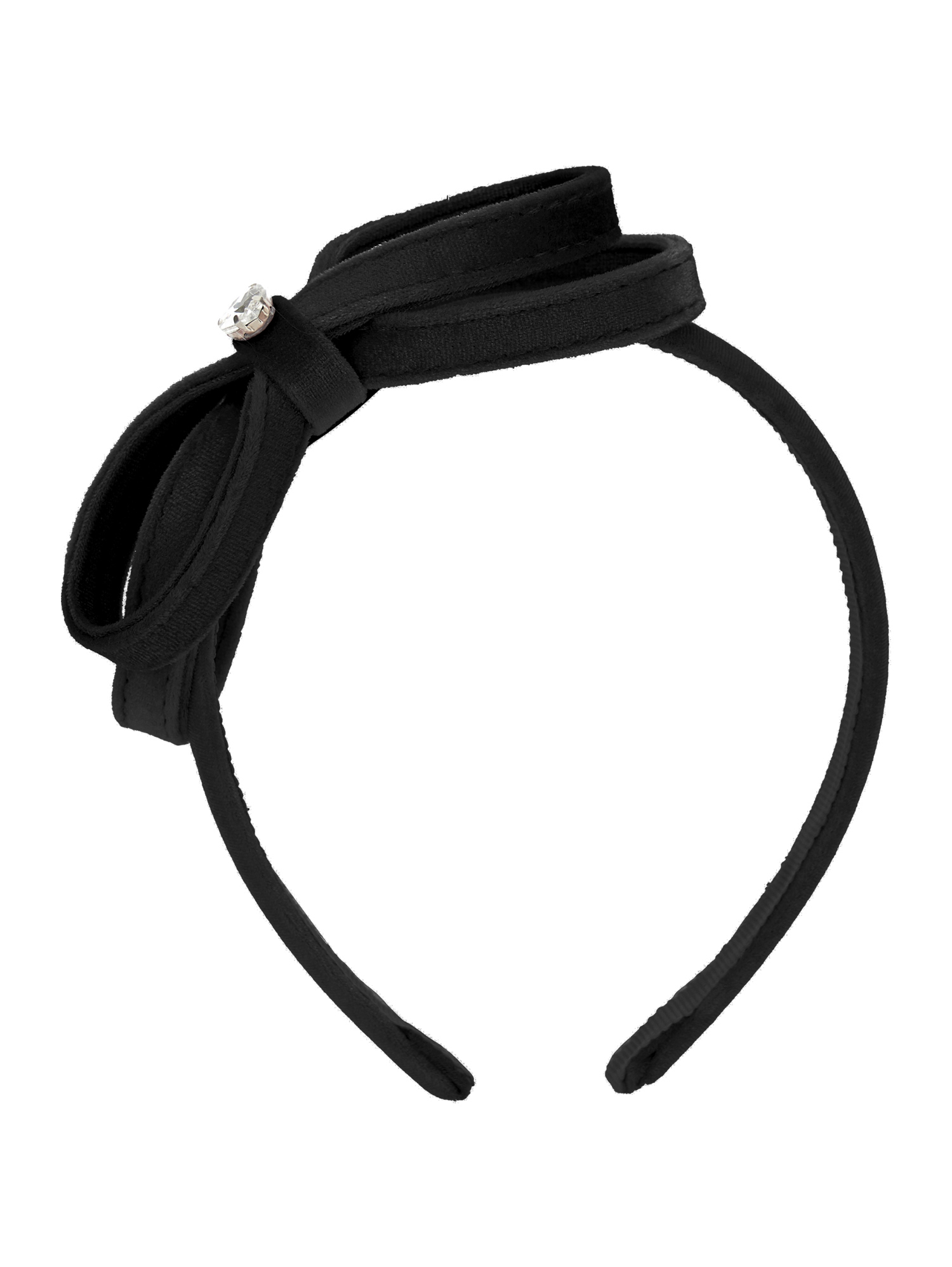 Monnalisa Velvet Headband With Bow In Black