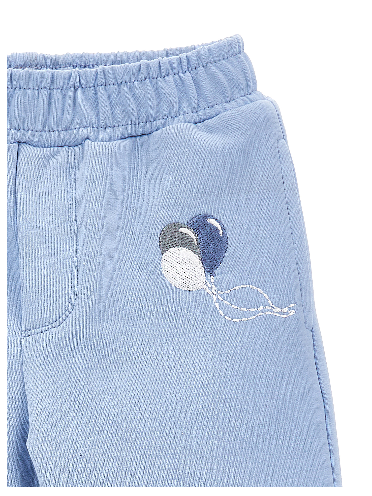 Monnalisa Embroidered Joggers In Light Blue + Cream