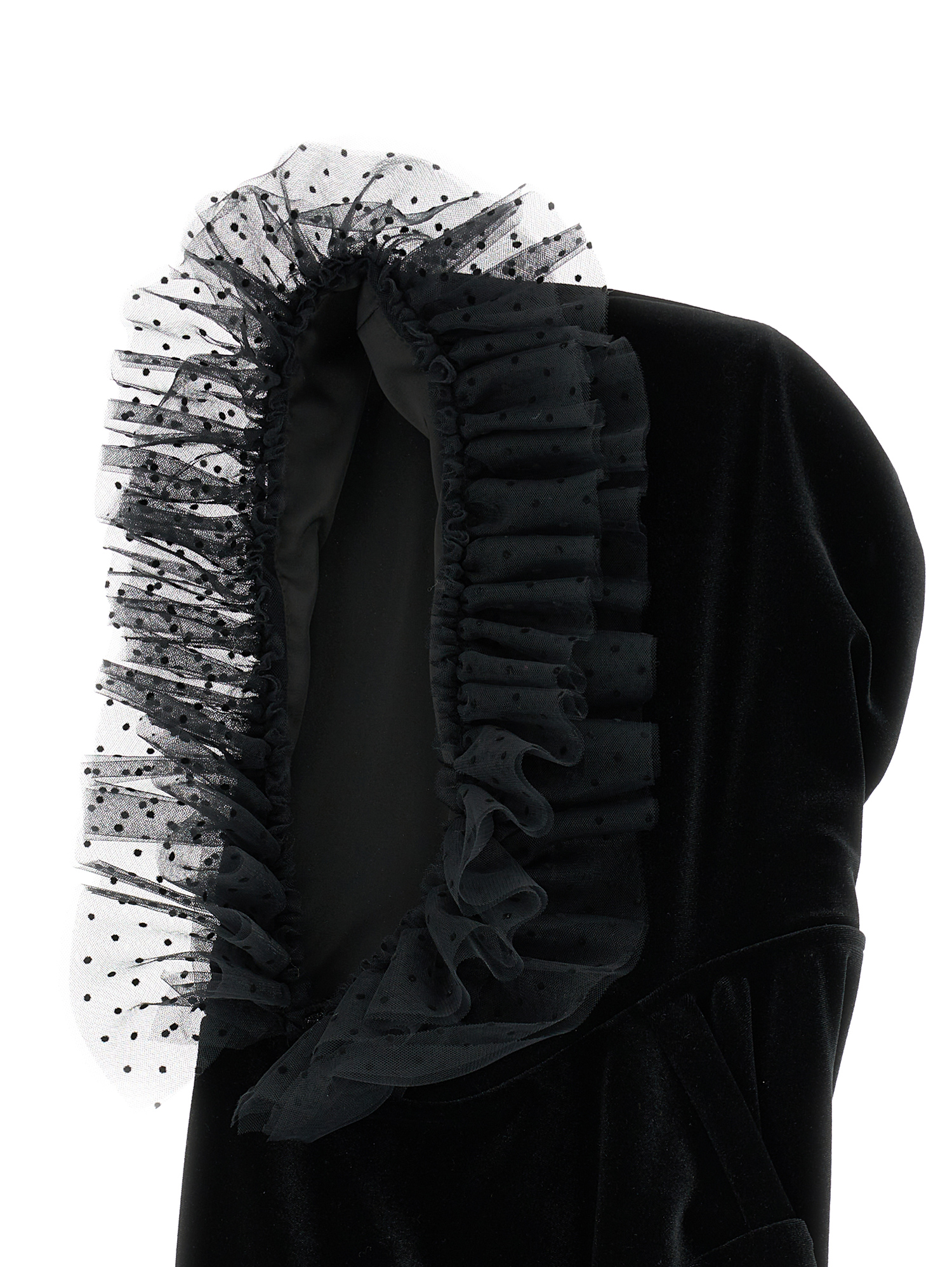 Shop Monnalisa Chenille Sweatshirt With Tulle Hood In Black